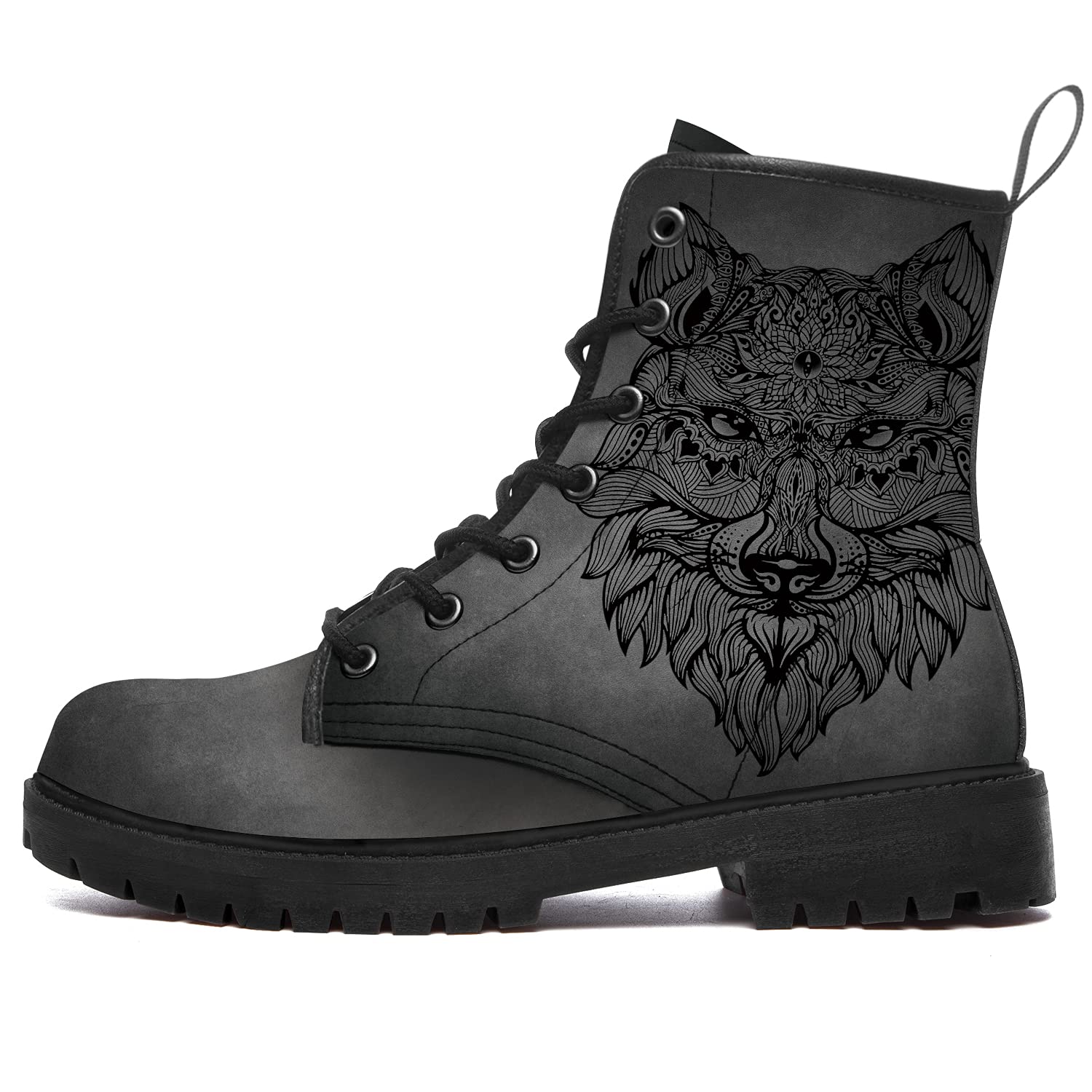Wolf Boots - Waterproof Combat Boots for Women & Men, Lace-Up Ankle Work Boots with Low Heel - Perfect for Outdoor, Hiking, and Daily Wear