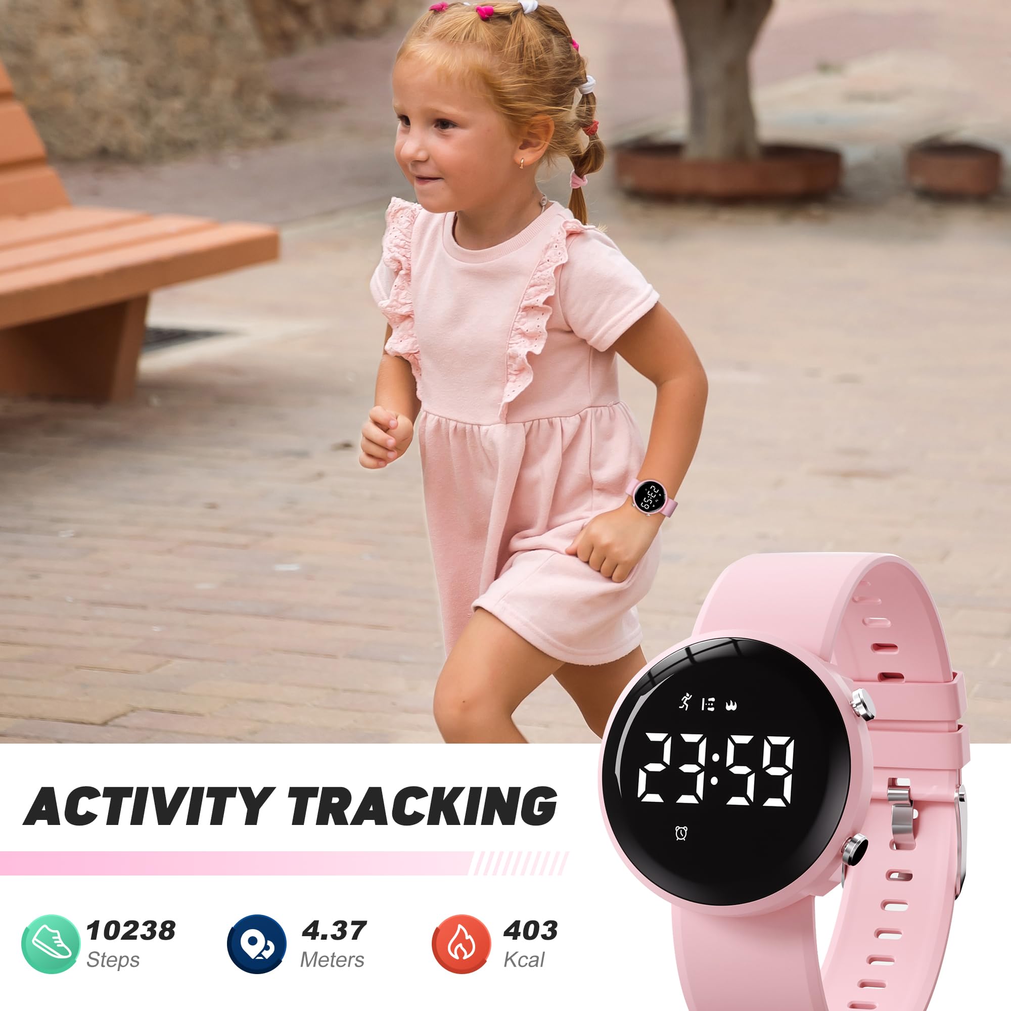 Kids Fitness Tracker Watch - Step Counter, Waterproof & Alarm for Sports & Play
