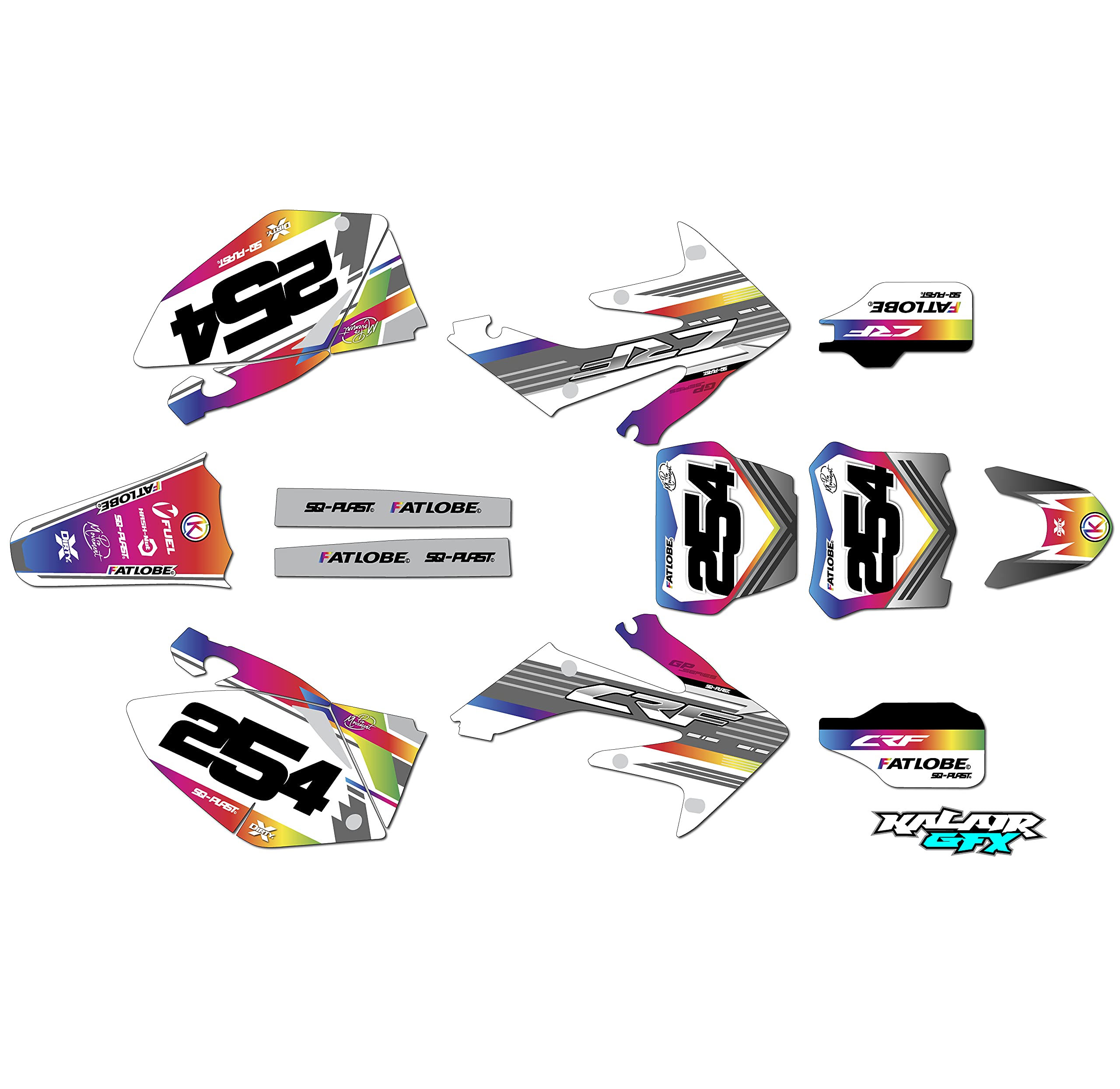 Honda CRF250R (2004-2005) Redeemer Series Rainbow 9 Mil Dirt Bike Custom Racing Graphics Decals Stickers Kit - No Plastics Included - Perfect for Motocross, Off-Road Racing & Bike Customization