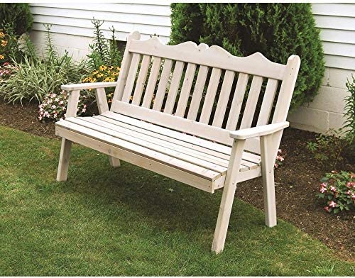 Royal English Garden Cedar Wood Bench - Outdoor Patio & Garden Seating for Relaxing & Decorating - Perfect for Backyard, Porch, or Park