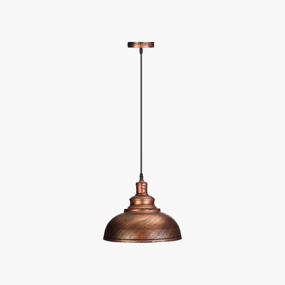 Vintage Round Cap Pendant Light - Industrial Style Ceiling Lighting Fixture for Kitchen, Dining Room, Bedroom & Living Room Decor