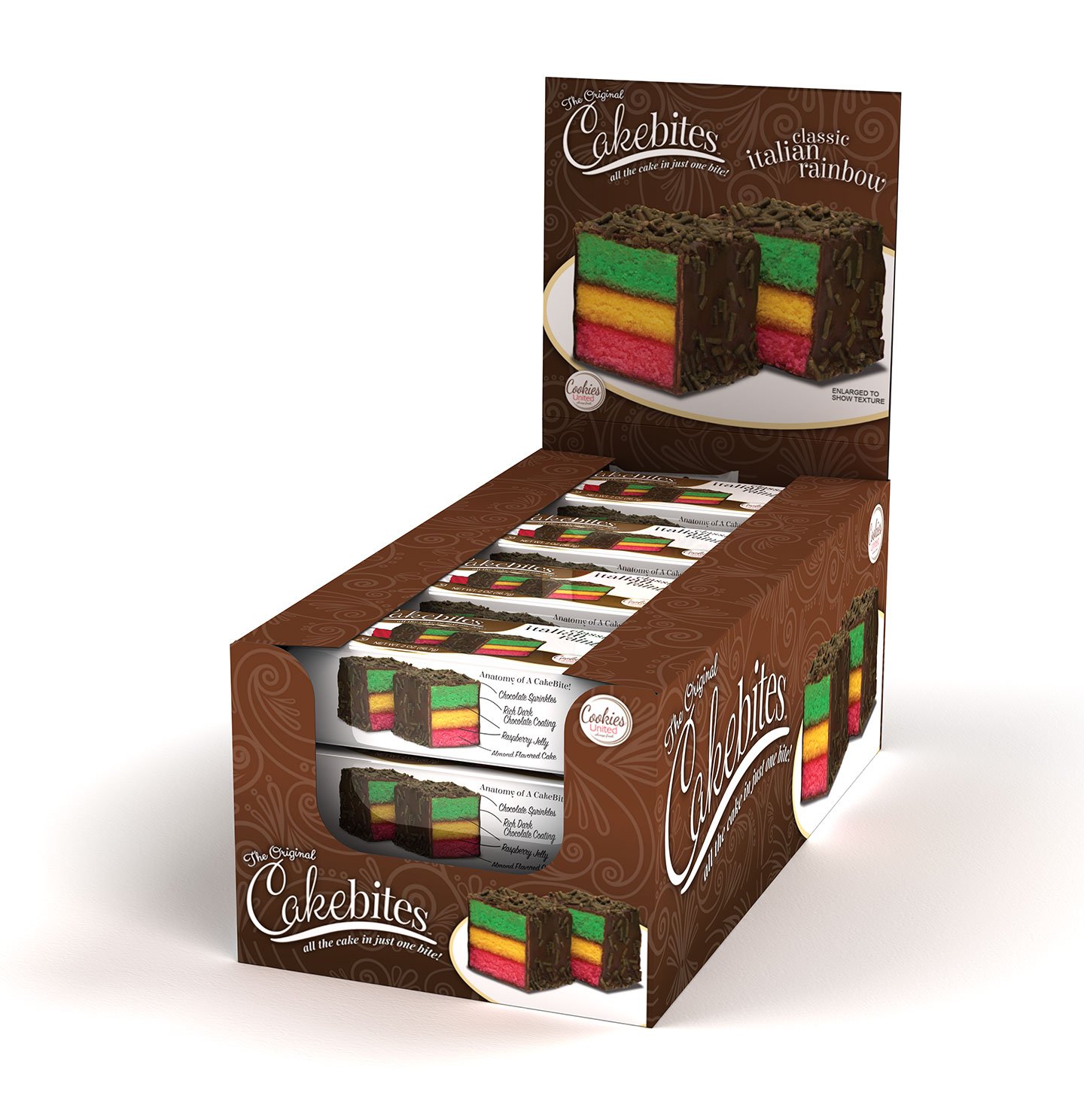 Italian Rainbow Cake Bites Cookies - 2 oz (12 Count, Pack of 8) | Delicious Rainbow Treats for Parties, Gifts & Dessert Platters