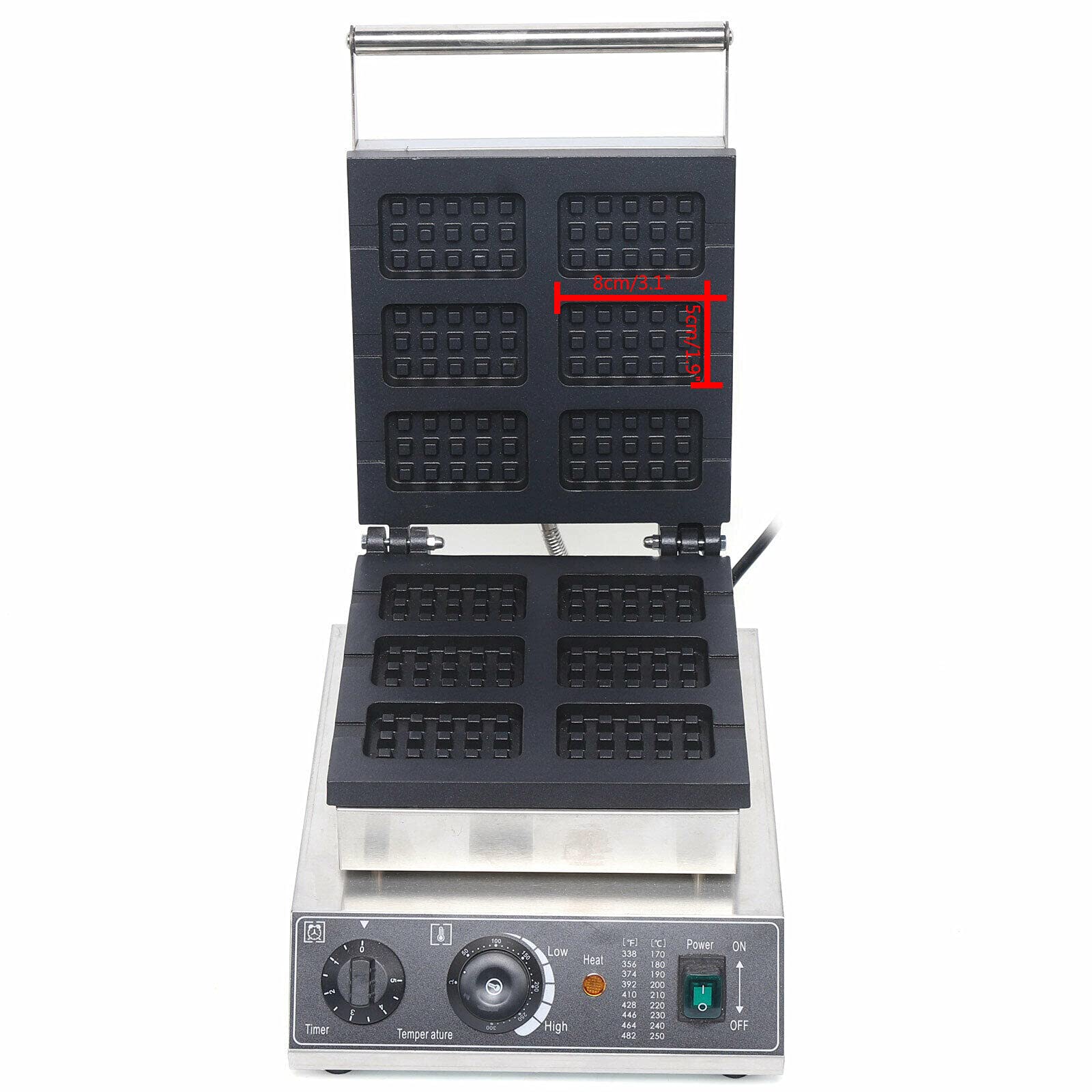 Commercial Electric Waffle Maker - 1500W Belgian Waffle Iron with 6 Grids & Double-Sided Nonstick Plates for Restaurants, Bakeries, Cafes & Home Use - Perfect for Breakfast, Brunch, Desserts & Catering Events