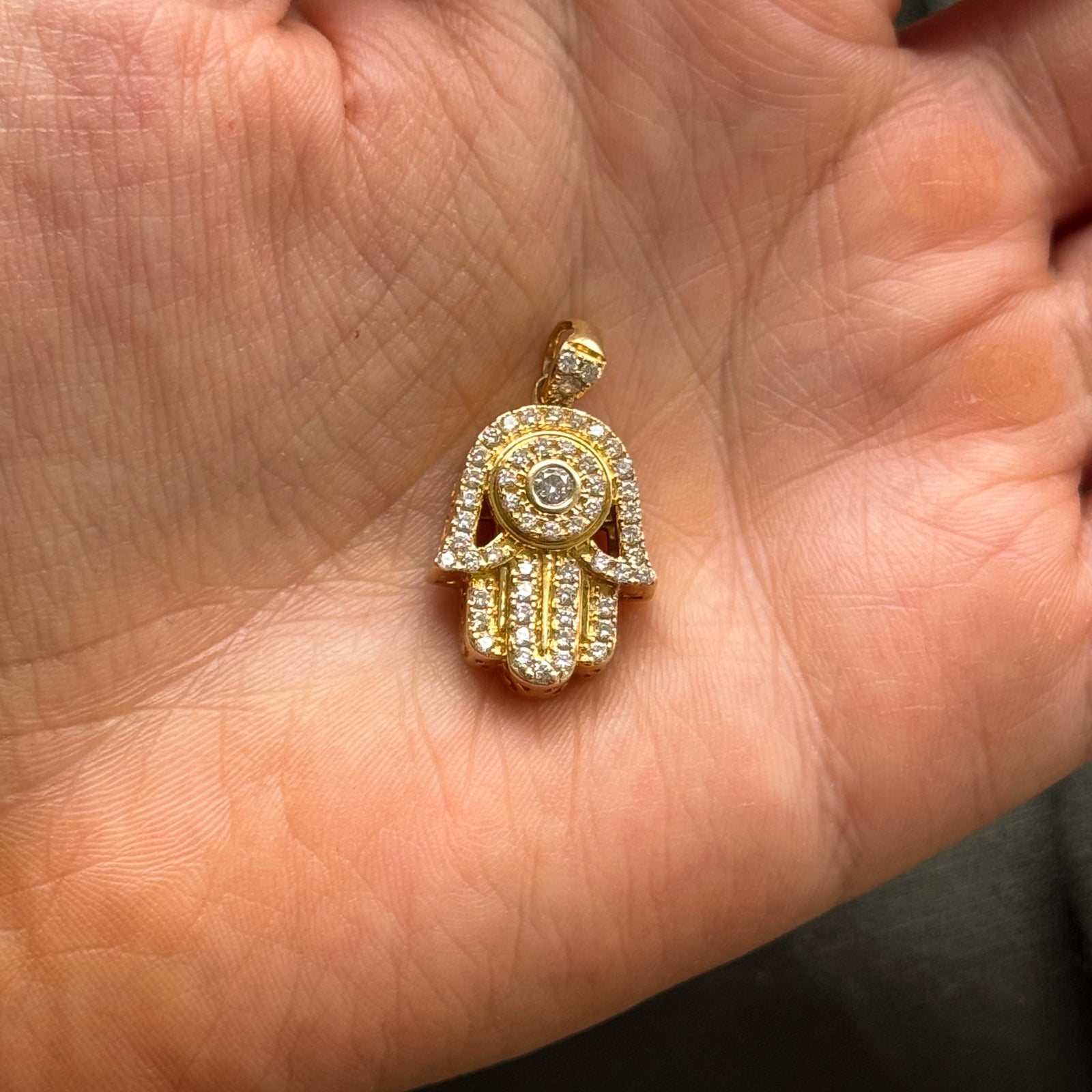 Diamond Hamsa Hand Pendant Necklace - 0.68ctw Genuine Diamond Jewelry - Perfect for Protection & Spiritual Gifts