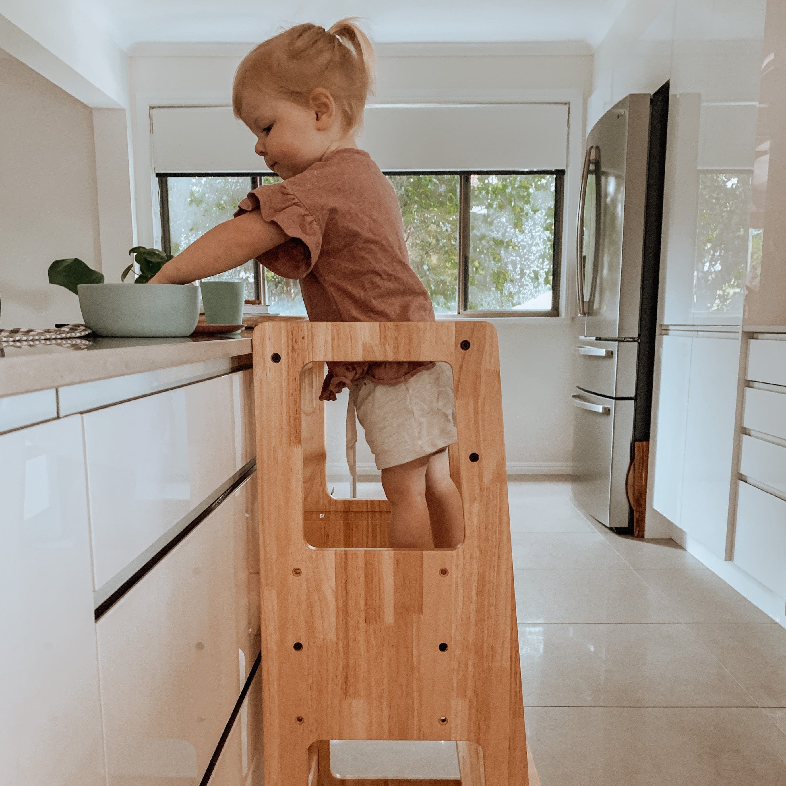 LOLA Deluxe Adjustable Learning Tower - Solid Wood Toddler Step Stool for Kitchen, Baking & Learning - Safe & Sturdy Montessori Helper for Kids (Pre-Order Available)