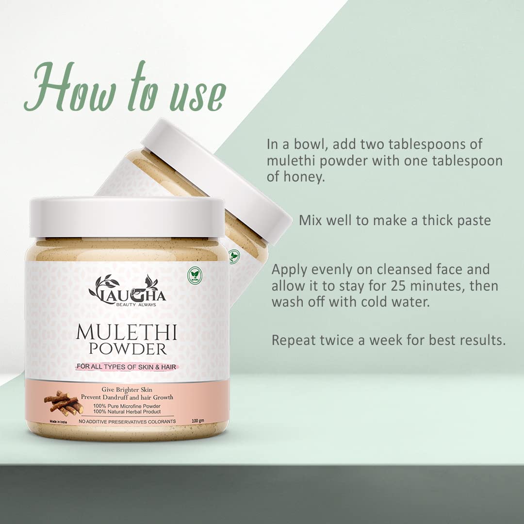 Pure & Natural MULETHI Powder for Skin Care - Brightening, Anti-Aging, Blackhead & Acne Treatment, Deep Cleansing Face Mask - 100g Jar | Perfect for Daily Skincare Routine & Spa Treatments