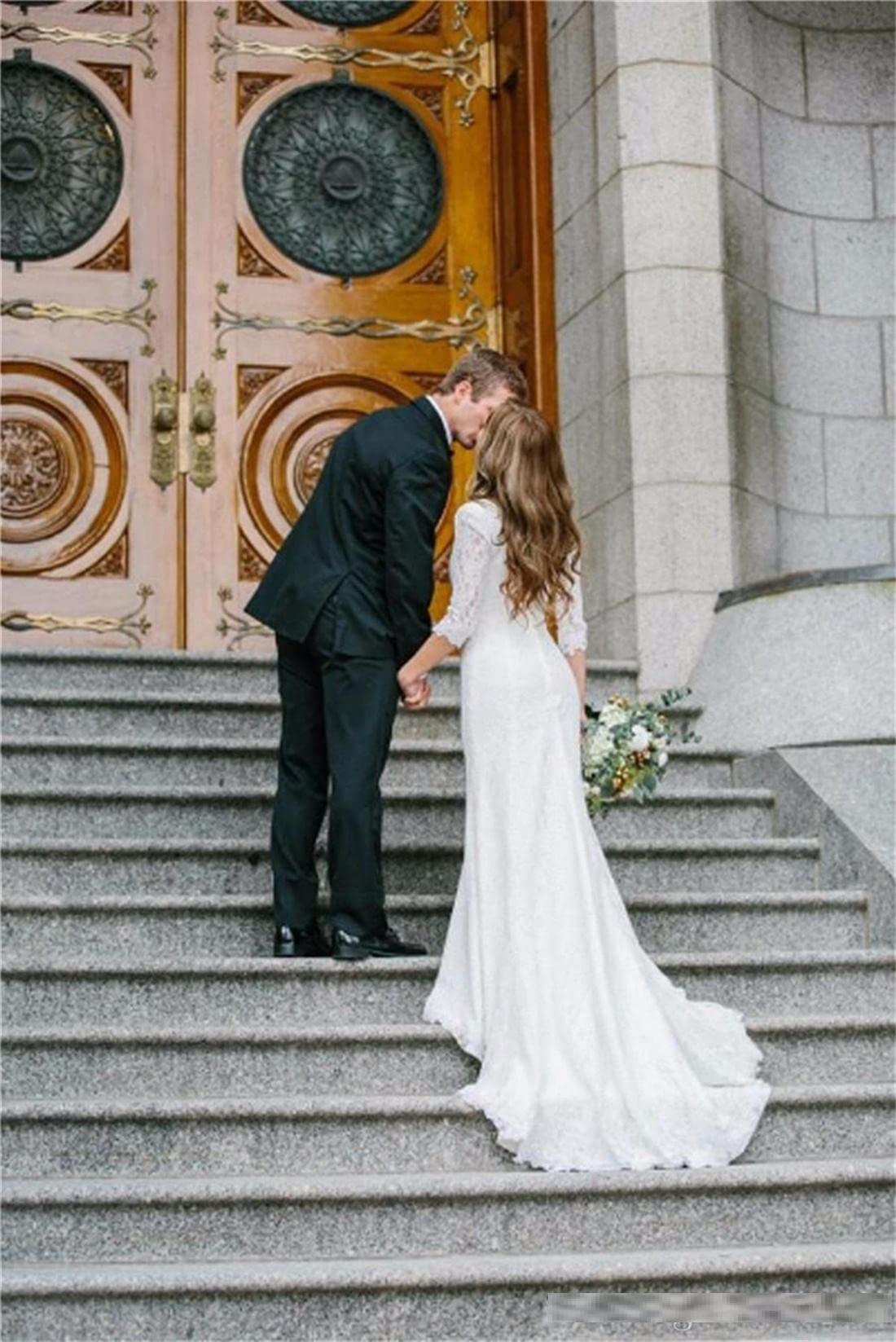 2025 Country Style Women's Lace Wedding Dresses with Sleeves - Elegant Bridal Gowns for Outdoor, Rustic & Vintage Weddings