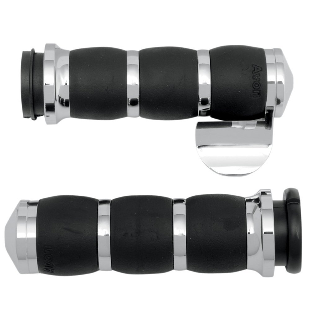 Avon Chrome Velvet Air Grips with Throttle Boss for Harley-Davidson Motorcycles (1985 & Newer Models) - Comfortable Handlebar Grips for Long Rides - AIR-93-BOSS - Perfect for Cruising and Highway Riding