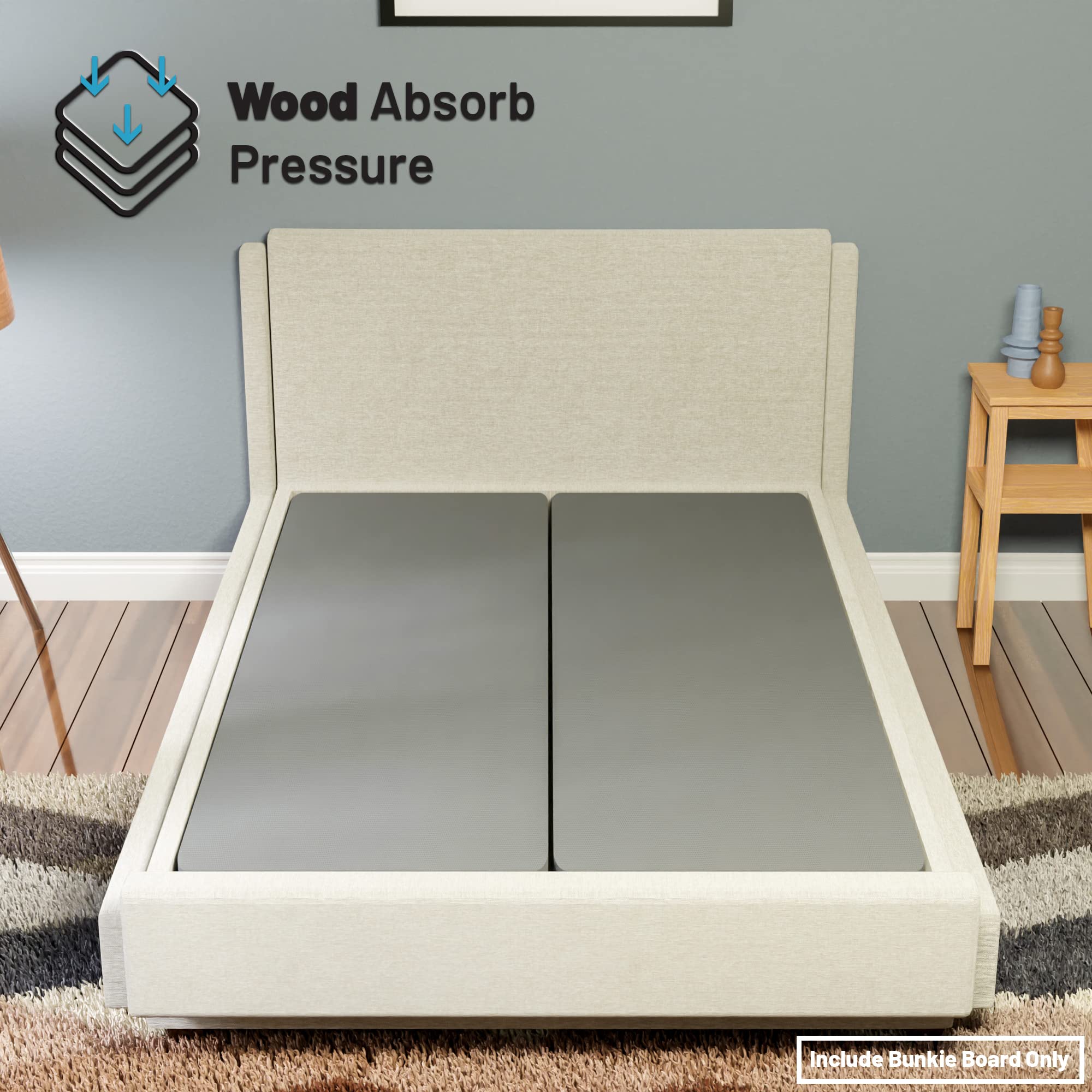 Greaton 1.5-Inch Split Bunkie Board for Mattress Support - King Size Bed Foundation, Fully Assembled, Enhanced Comfort & Durability, Grey - Perfect for Platform Beds, Adjustable Bases & Box Spring Replacement