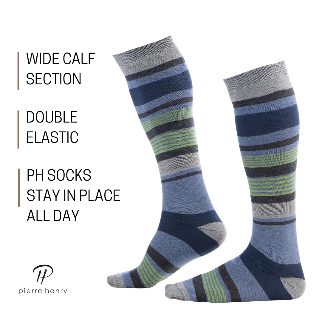 Premium Cotton Dress Socks for Men - 3 Pack Over the Calf Comfort Socks | Size 7-11 & 12-16 | Multi-Fashion Style for Business, Formal & Casual Wear | Office, Wedding & Everyday Use