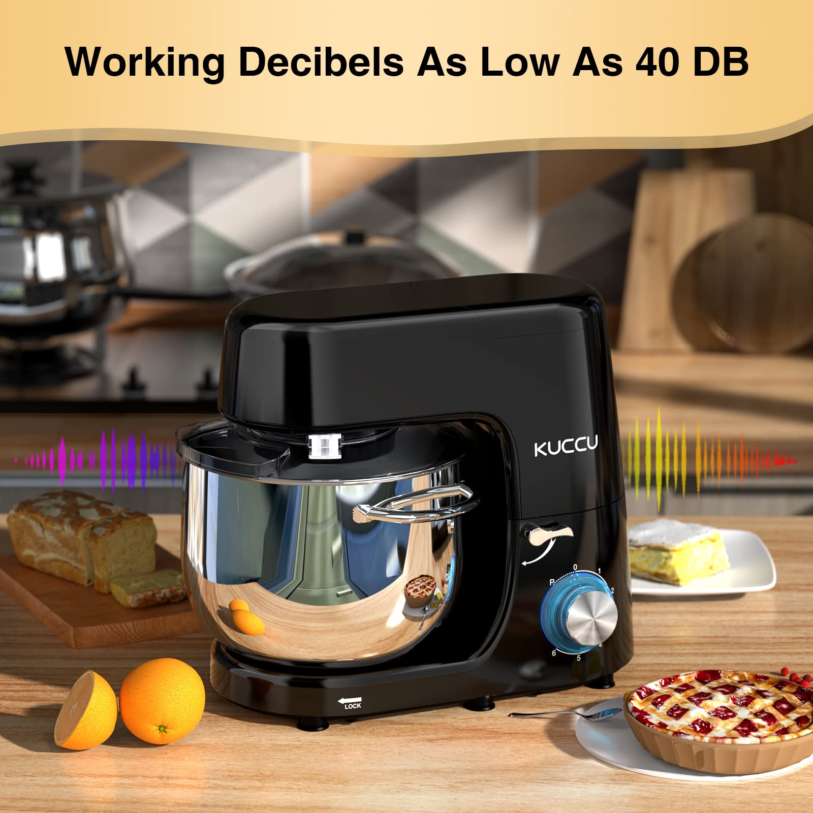 **9.5 Qt 660W Stand Mixer - 6-Speed Tilt-Head Electric Kitchen Mixer with Dough Hook, Flat Beater & Wire Whisk, Large Mixing Bowl (Black) - Perfect for Baking Bread, Cakes, Cookies & More**