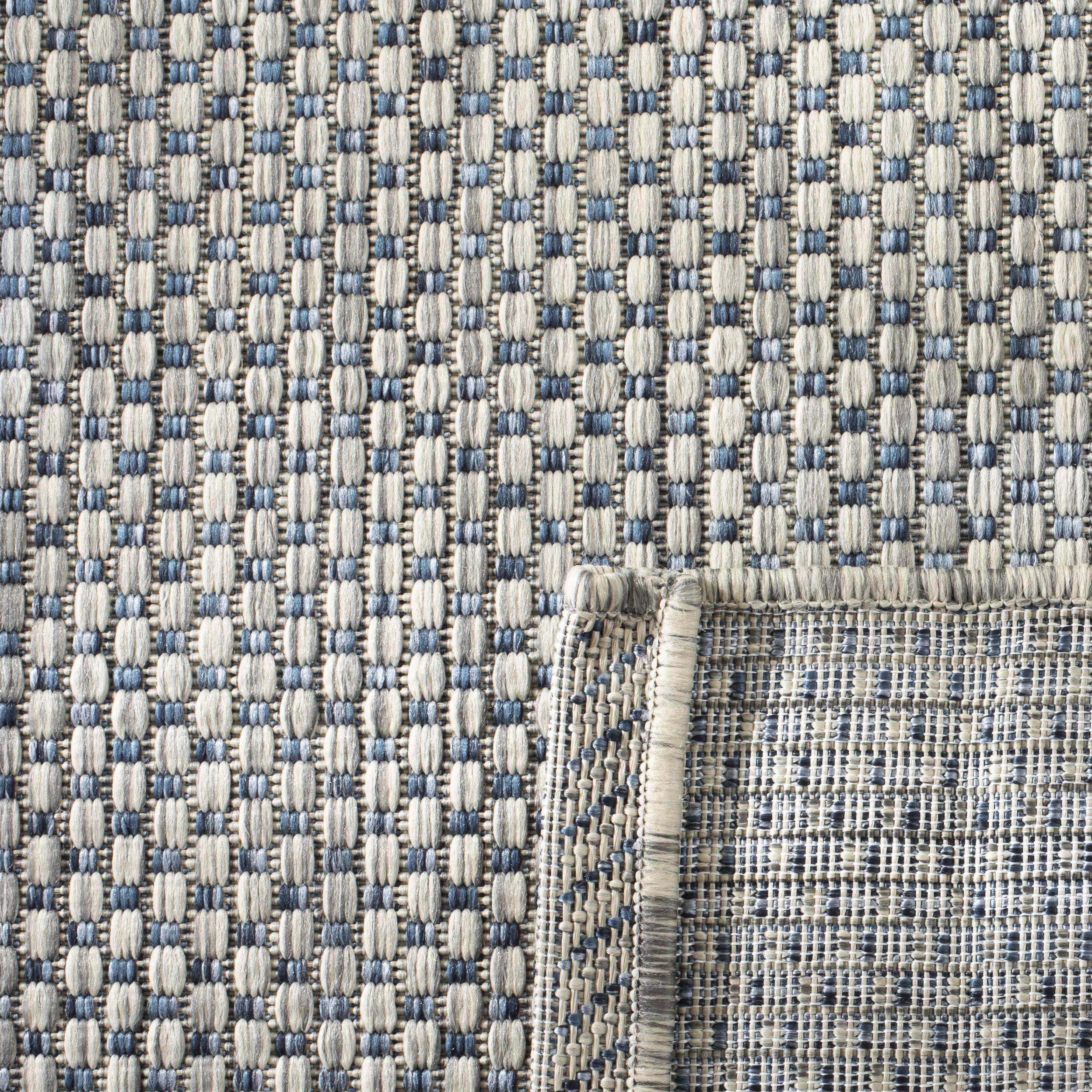 SAFAVIEH Courtyard Collection 9' x 12' Grey & Navy Indoor/Outdoor Area Rug - Non-Shedding, Washable & Easy Care - Perfect for Living Room, Bedroom, Patio, Backyard & Mudroom (CY8521-36812)