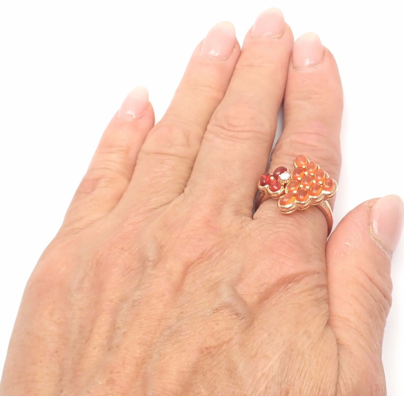 Authentic Mauboussin Paris 18k Rose Gold Diamond Tourmaline Citrine Ring for Women - Luxury Jewelry Gift for Anniversary, Engagement & Special Occasions