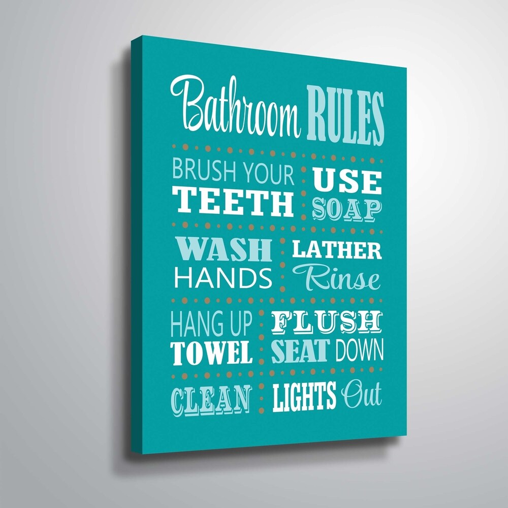 Bathroom Rules Gallery Wrapped Canvas Wall Art - Funny Home Decor for Bathrooms, Powder Rooms & Housewarming Gifts - Perfect for Bathroom Wall Decor, Guest Bathrooms & Home Interior Design