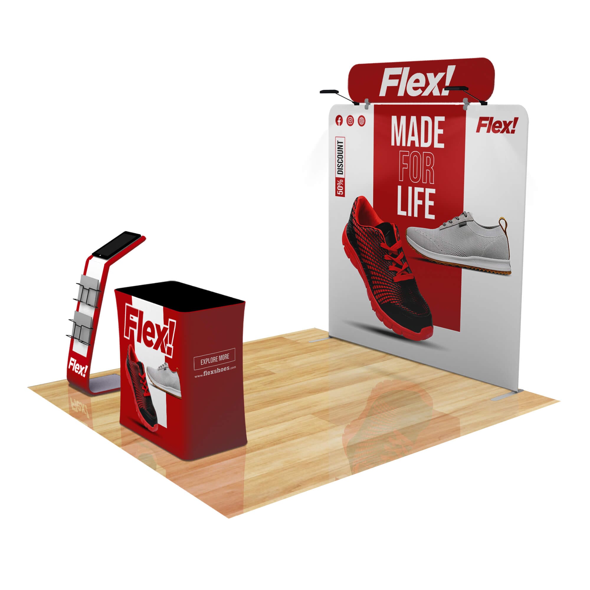 Professional Trade Show Booth with Media Stand - Portable Display for Exhibitions, Conferences & Events - Perfect for Branding, Marketing & Business Promotions