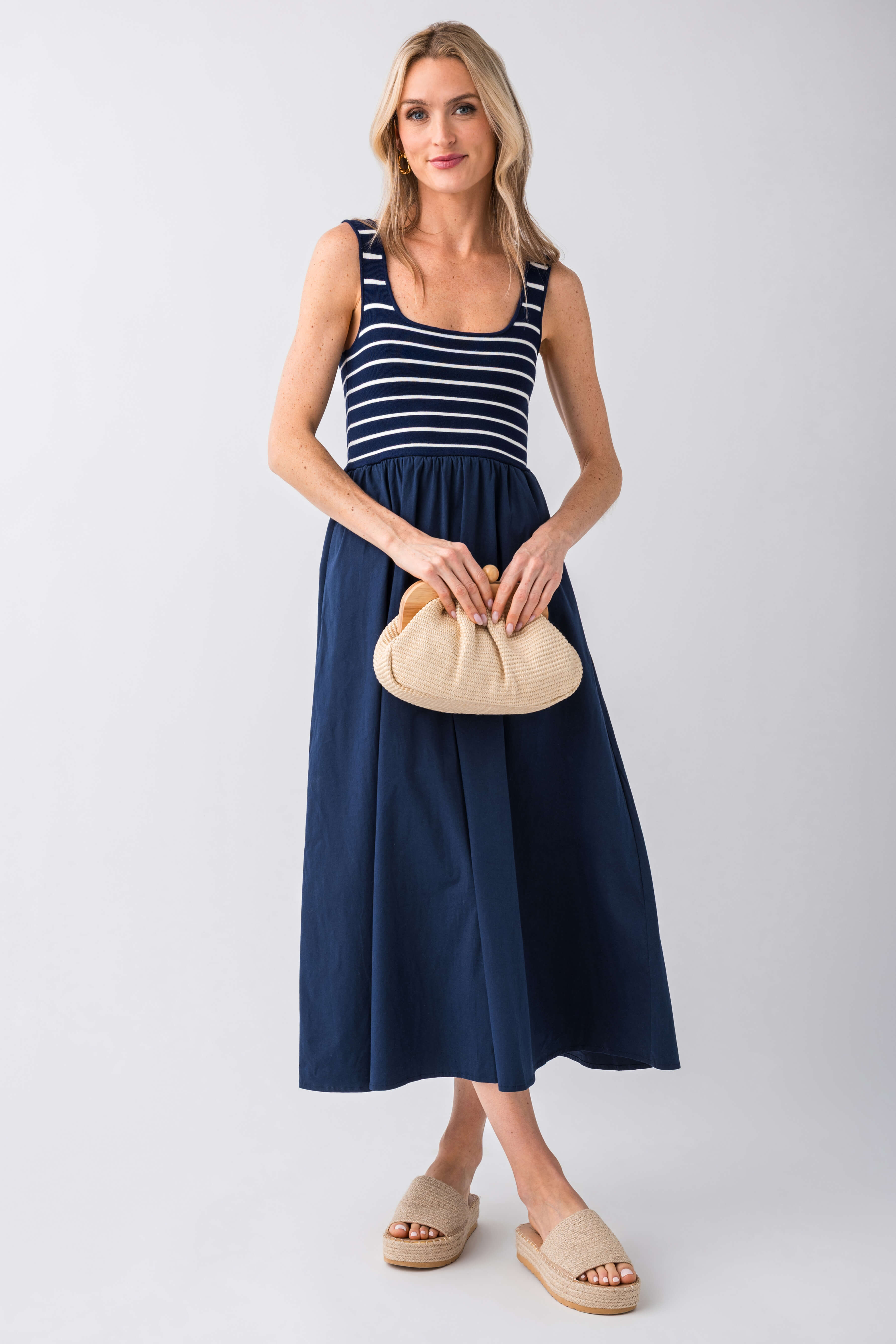 Stylish All Row Striped Lucinda Dress for Women - Perfect for Casual Outings, Office Wear & Summer Parties