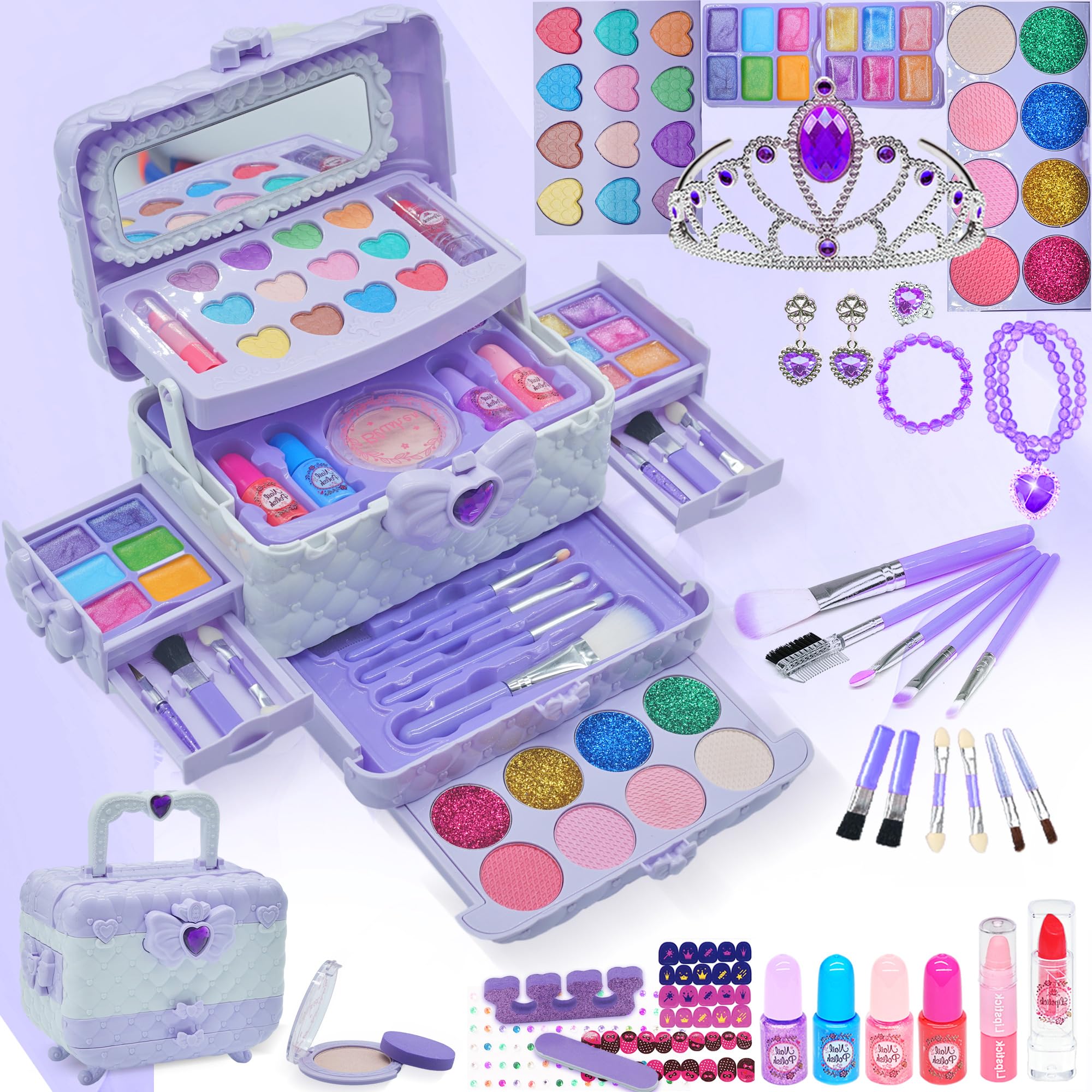 Non-Toxic Kids Makeup Kit for Girls 3-12 - Washable Play Cosmetics for Dress Up & Birthday Gifts