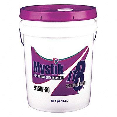 **Mystik 15W-50 Synthetic Blend Motor Oil - 5 Gallon - High Performance Engine Lubricant for Cars, Trucks & Motorcycles**    *(Use Cases: Ideal for high-mileage vehicles, extreme temperatures, and heavy-duty engines in cars, trucks, and motorcycles.)*