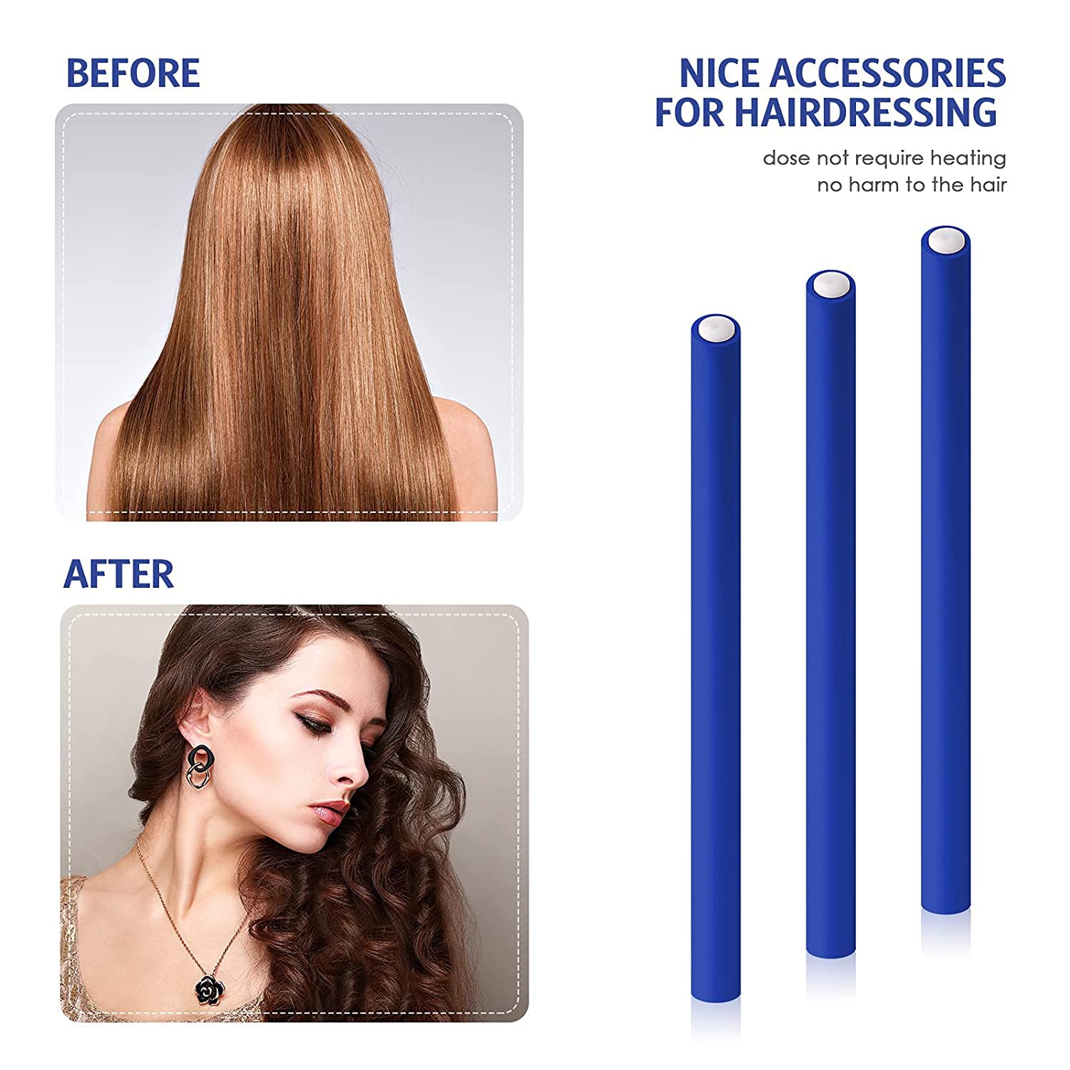 SIYAA 20-Pack Flexible Curling Rods & Twist Foam Hair Rollers - No Heat Soft Foam Hair Curlers with Steel Pintail Comb for Women & Girls (Size M-1) - Perfect for Salon-Quality Curls at Home, Travel & DIY Styling