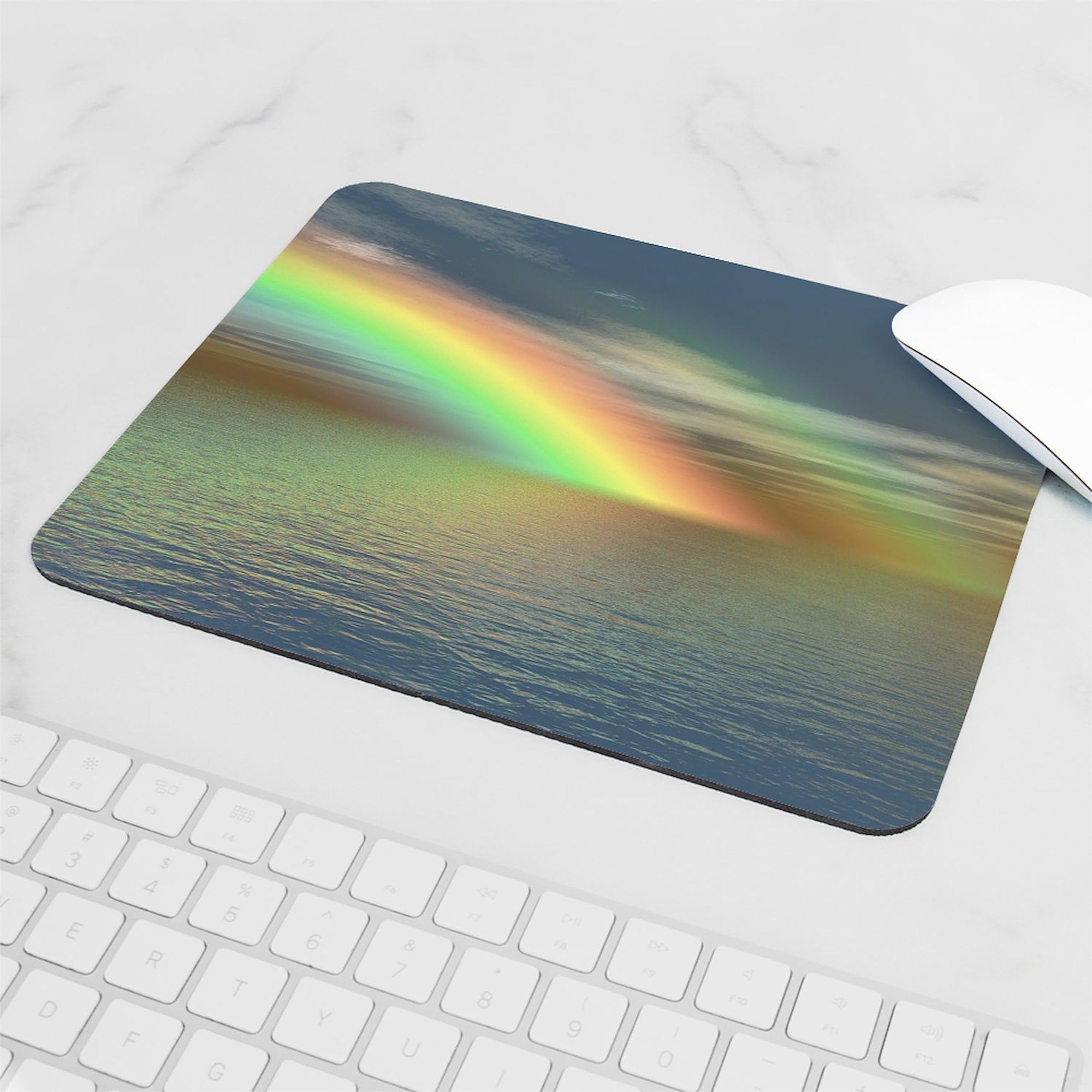 Non-Slip Rubber Gaming Mouse Pad with Vibrant Rainbow Design - Perfect for PC, Laptop & Office Workstations | CafePress Rainbow 005 Mousepad