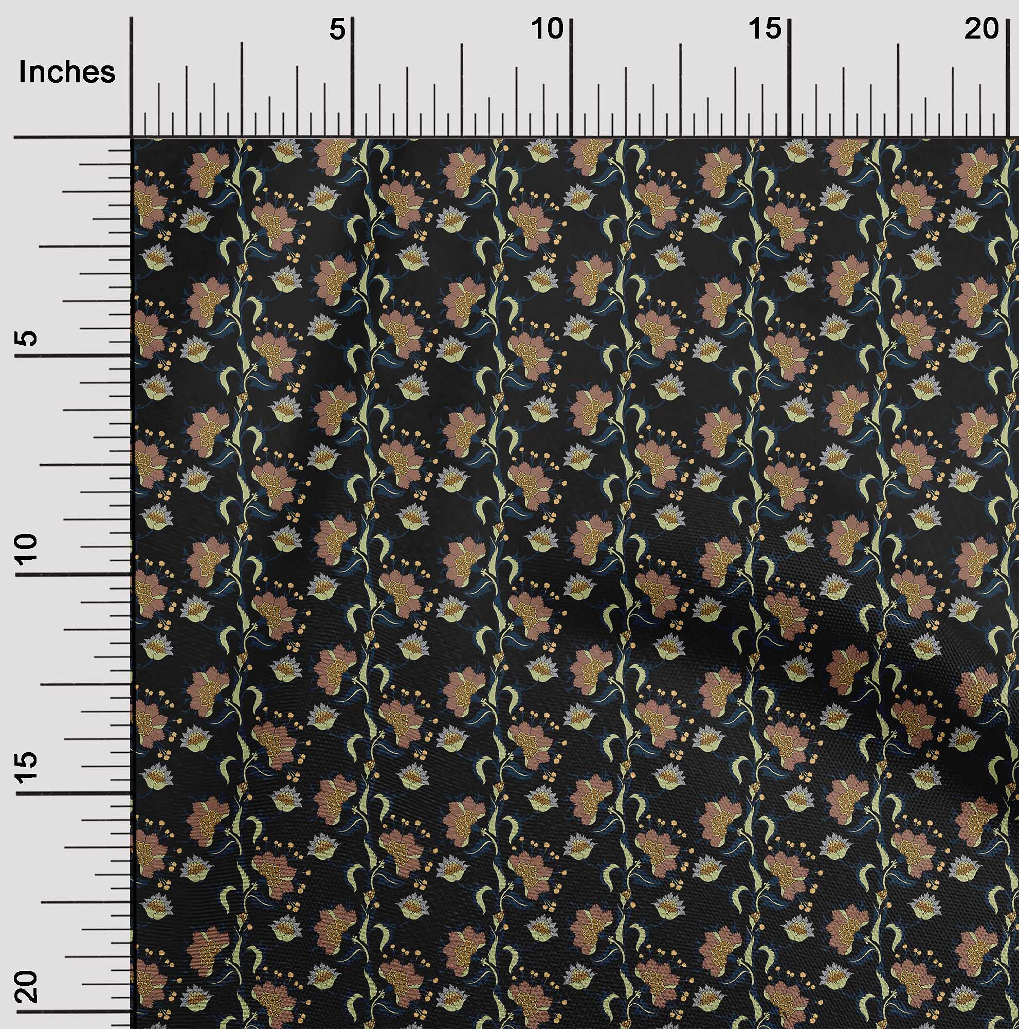 oneOone Cotton Jersey Black Fabric with Leaves & Clover Print - 58 Inch Wide by The Yard - Perfect for DIY Dresses, Skirts, and Home Decor Projects