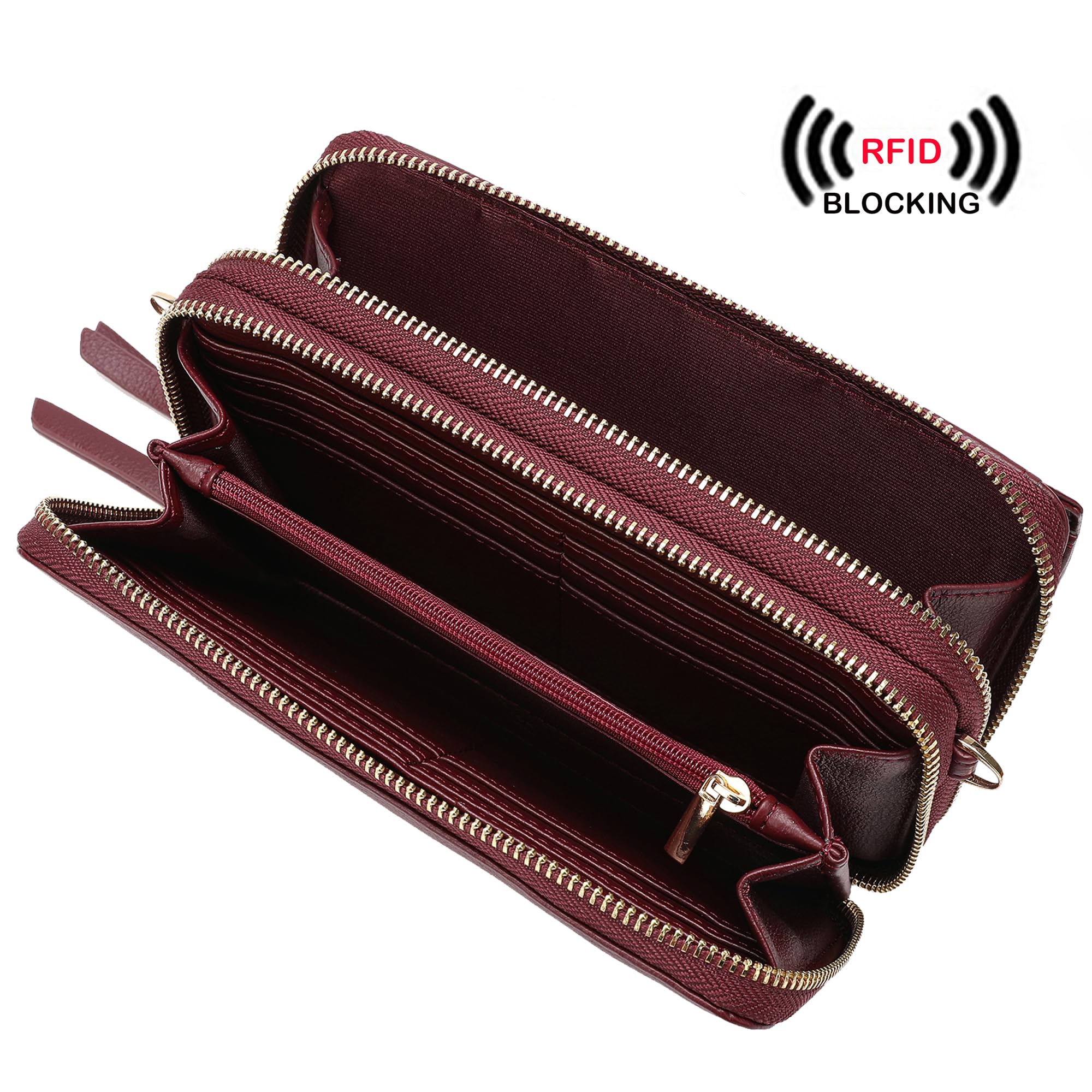 Lanyani RFID Blocking Crossbody Wallet Wristlet Purse for Women - Vegan Leather Phone Holder with Card Slots | Perfect for Travel, Shopping & Daily Use