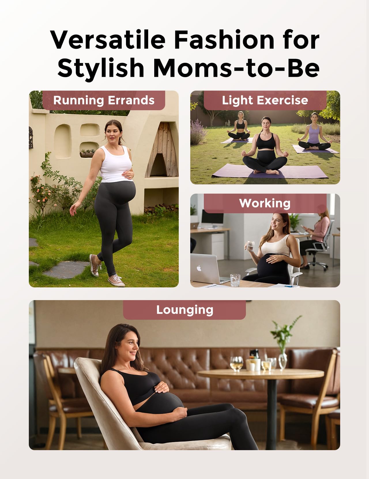 Momcozy Maternity Leggings - Over The Belly Pregnancy Yoga Pants for Women, Comfortable Workout Tights for Yoga, Gym & Daily Wear During Pregnancy