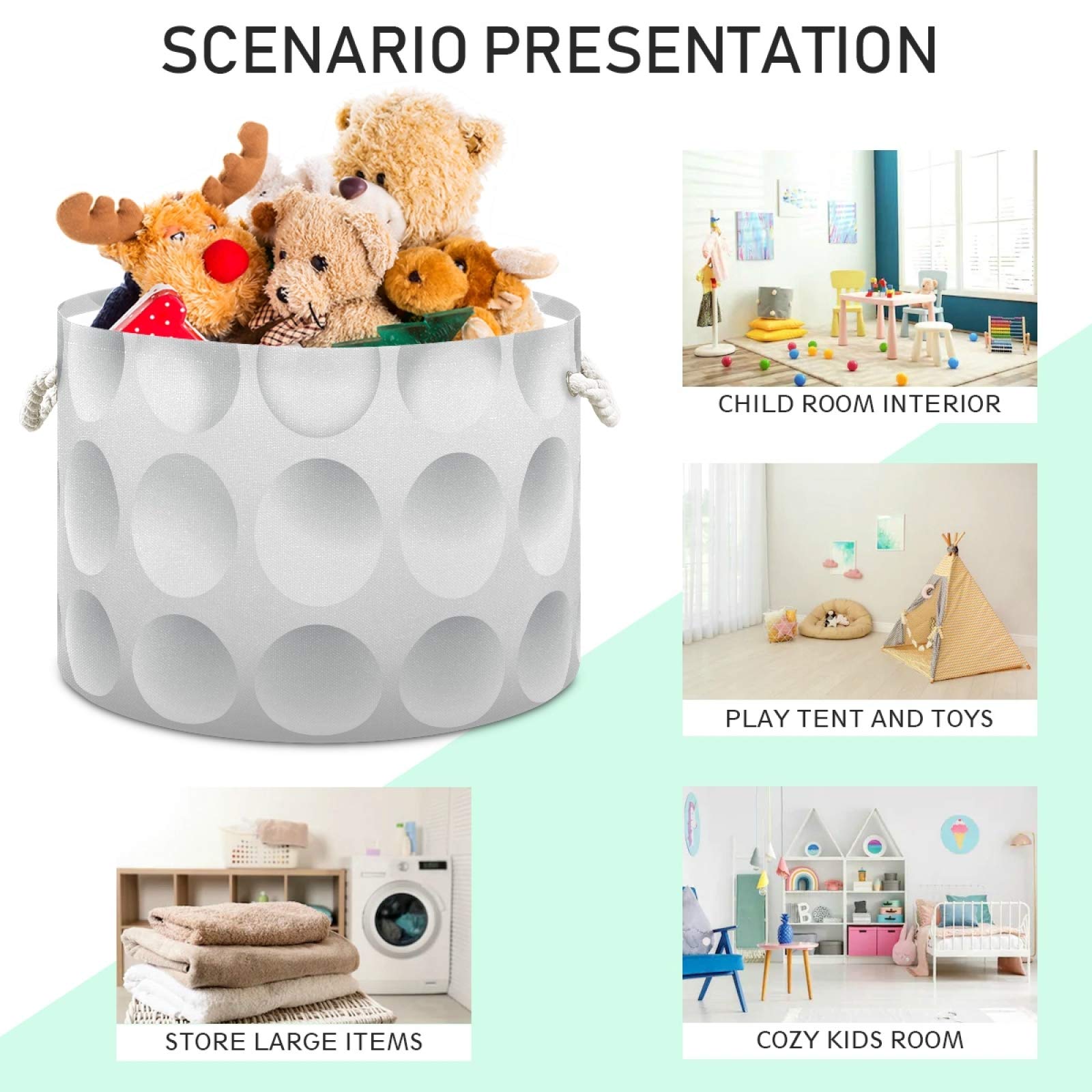 Waterproof Collapsible Storage Basket - Golf Ball Laundry Hamper & Baby Nursery Organizer with Handles for Bathroom, Toys & Clothes | Portable Foldable Bin for Sports Gear, Home Organization & Travel Use