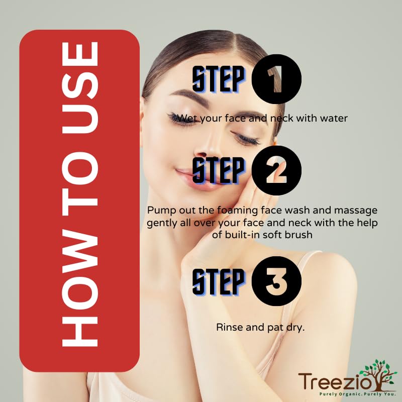 Treezio Apple Cider Vinegar Foaming Face Wash with Built-in Brush - Deep Cleansing & Pore Refining for Oily Skin | Silicone-Free, Paraben-Free | Clear Skin Solution for Men & Women (150ml) | Perfect for Daily Skincare Routine & Acne-Prone Skin