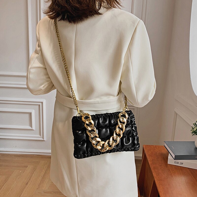 Stylish Women's Leather Crossbody Bags with Chain Strap - Fashionable Shoulder Satchel Purse for Everyday Use, Work & Date Night
