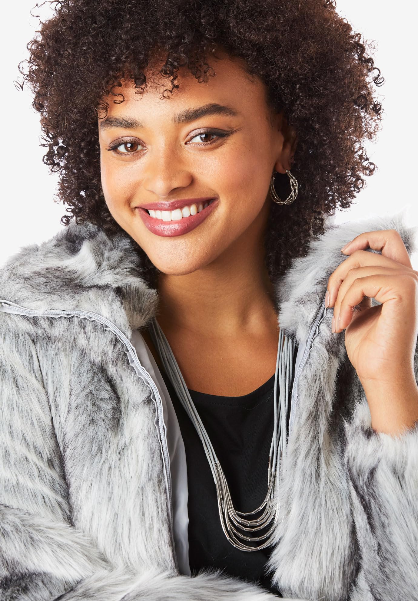 Roaman's Women's Plus Size Short Faux Fur Coat - Warm Winter Jacket for Curvy Women | Perfect for Holiday Parties & Outdoor Activities