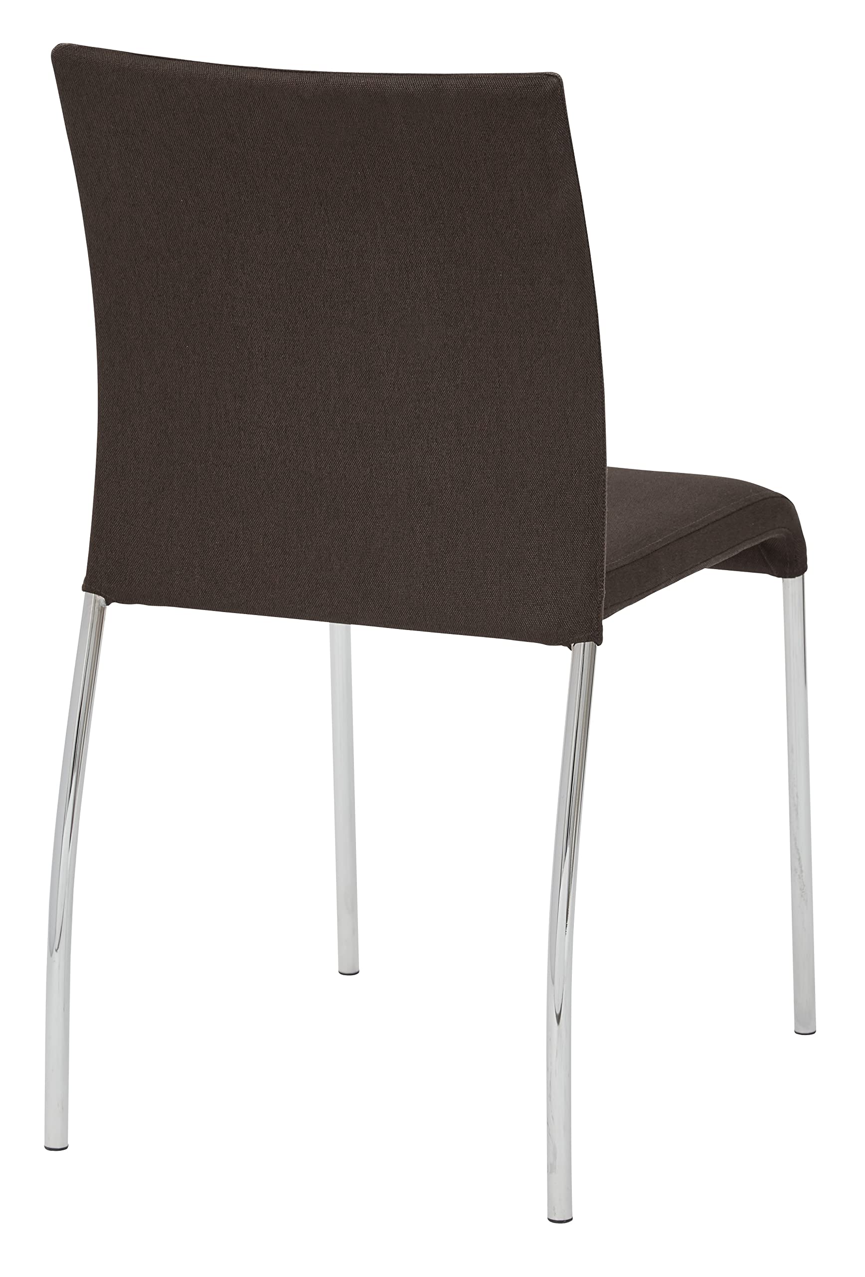 OSP Home Furnishings Conway Upholstered Stacking Chairs with Chrome Legs - Set of 2, Chocolate Brown - Perfect for Dining Rooms, Kitchens, Offices, and Event Seating
