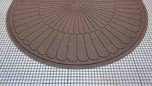 Premium Half-Oval Rubber Back Carpet Mat - Non-Slip Waterhog Entrance Rug for High Traffic Areas, 6' x 3.3', Charcoal - Perfect for Office, Home & Commercial Doorways, Mudroom & Entryway Protection