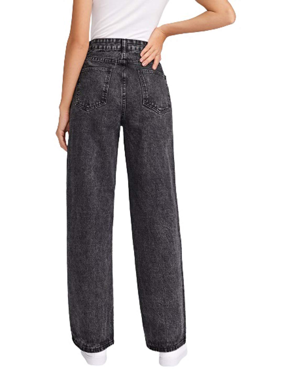 KOTTY Women's High Rise Relaxed Fit Cotton Lycra Blend Ankle Length Jeans - Comfortable Stretch Denim Pants for Casual Wear & Everyday Outfits