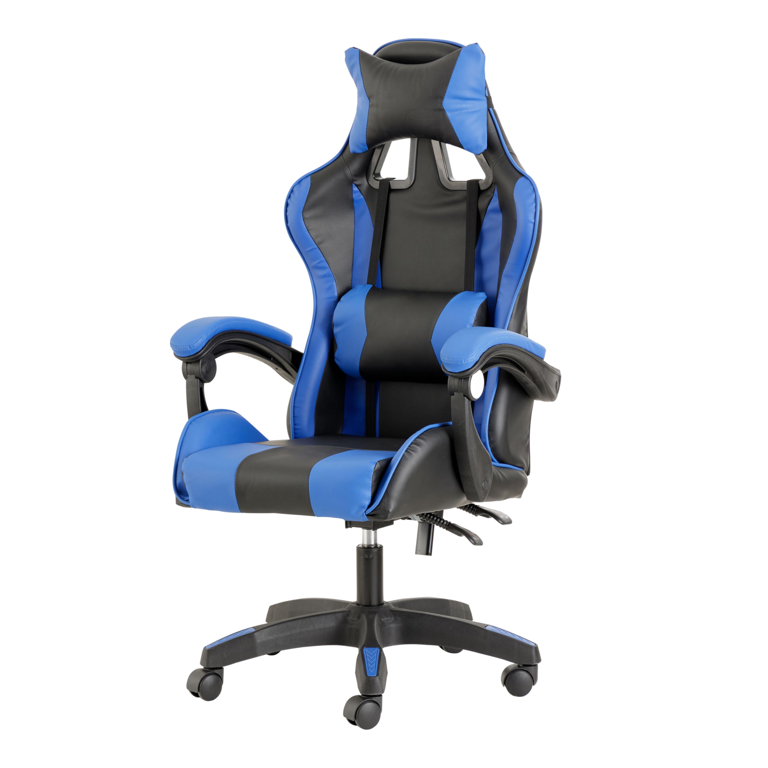 Baroni Gaming Chair - Adjustable Office Chair with Headrest & Lumbar Support, Ergonomic Computer Desk Chair, Height Adjustable (50x55x117cm) - Blue - Perfect for Gamers, Home Office & Streaming Setup