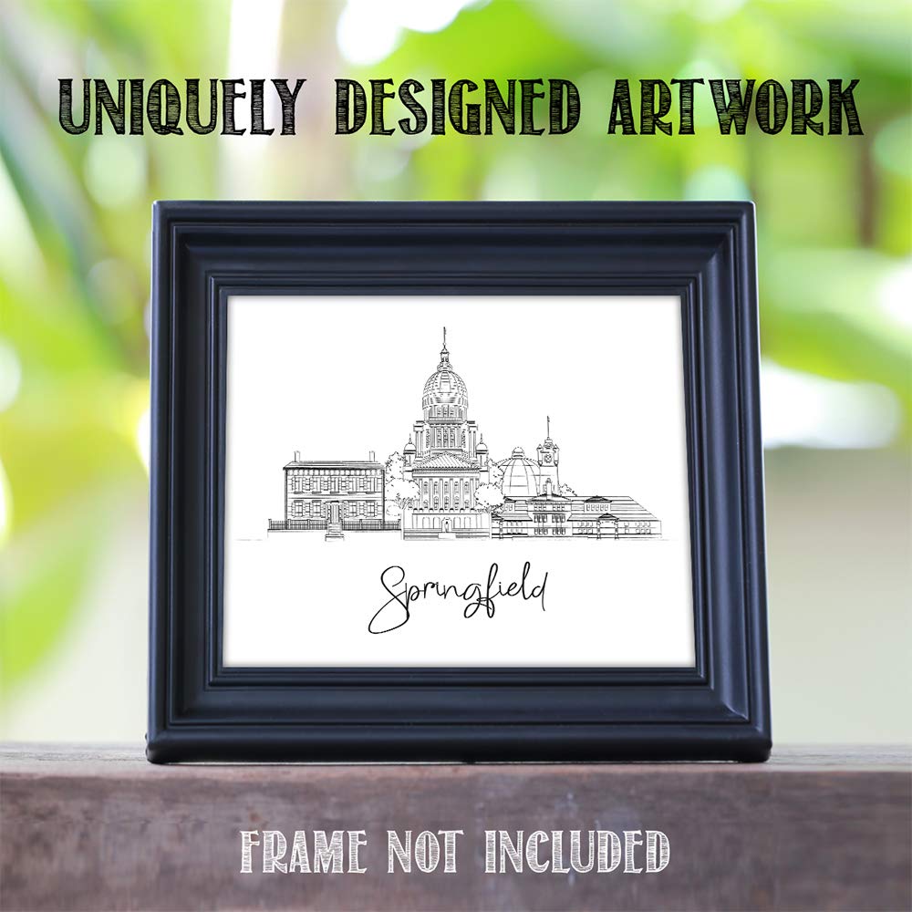 Springfield Line Art Wall Decor - Unframed 11x14 Skyline Print for Home & Office | Springfield Pictures, Bedroom Wall Art, Modern Cityscape Decor for Living Room, Dorm, Gift