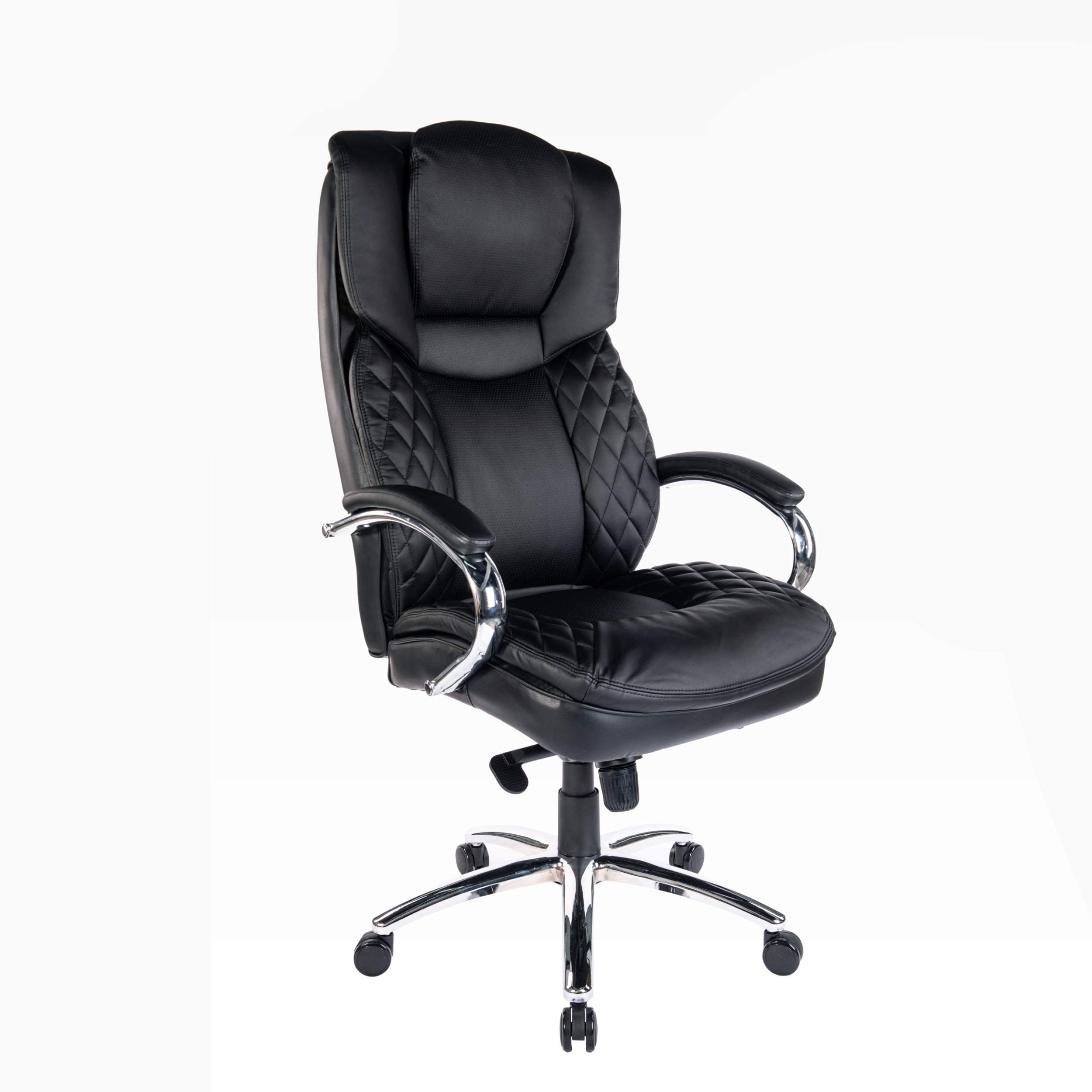 Premium Black High-Back Executive Office Chair - Ergonomic Bonded Leather Swivel Chair with Adjustable Height, Lumbar Support & Smooth-Rolling Casters - Perfect for Home Office, Computer Desk & Conference Room Seating
