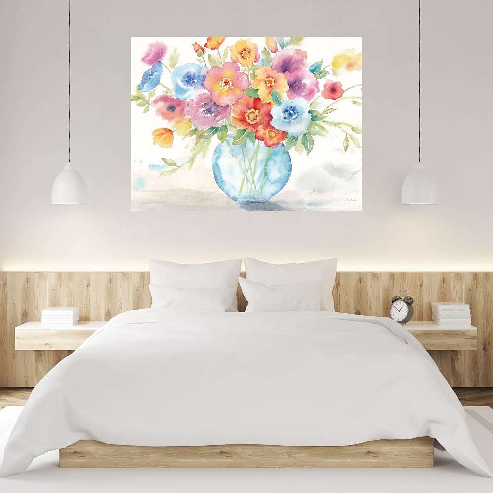 Vibrant Poppies Floral Canvas Wall Art - Hand-Painted by Artist Cynthia Coulter - 32x24 Inch Framed Ready-to-Hang Painting for Living Room, Bedroom, Office Decor - Perfect Gift for Housewarming & Home Decoration