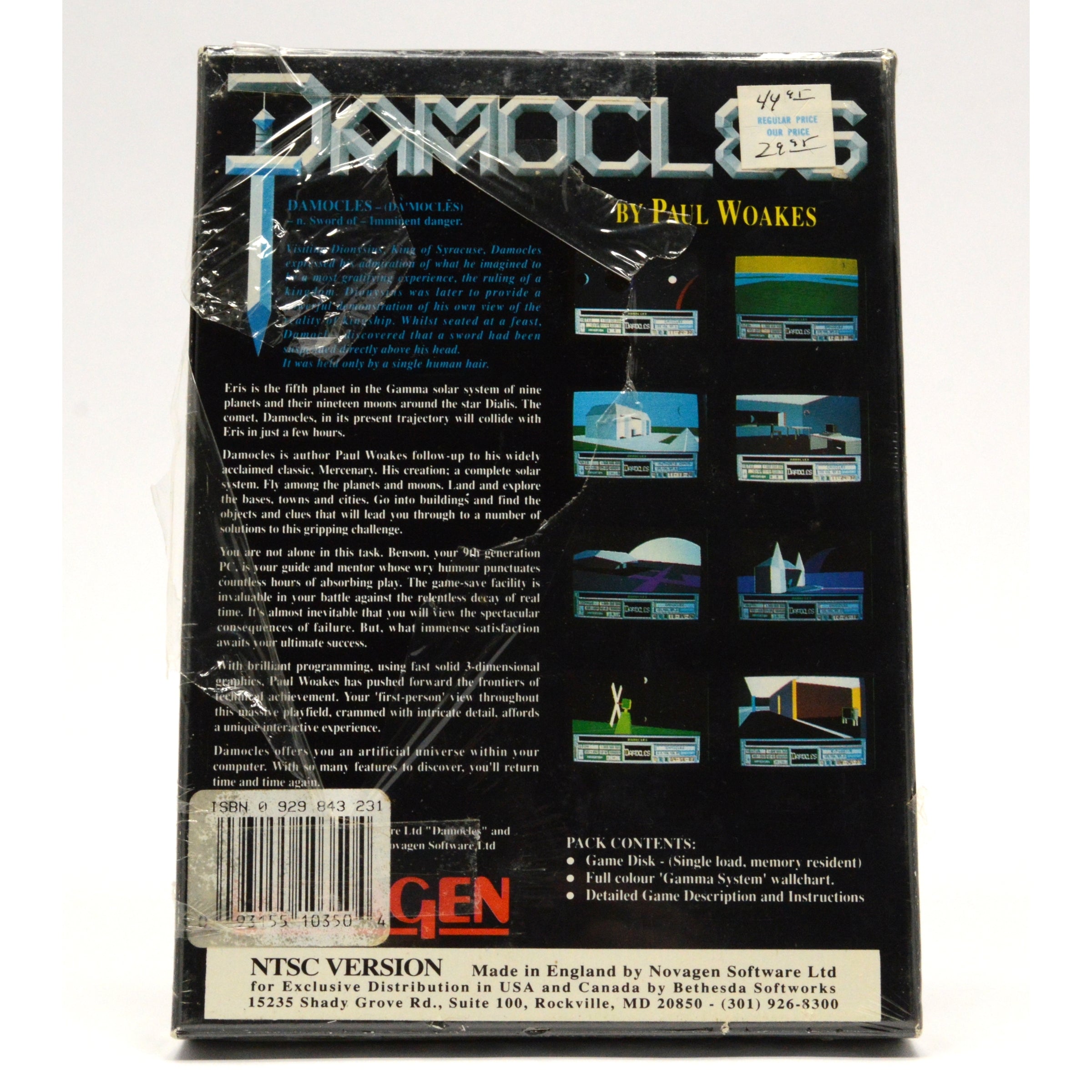 AMIGA DAMOCLES Classic Computer Game by Paul Woakes - NTSC Version - Factory Sealed - Retro Gaming Collectible for Vintage PC Enthusiasts