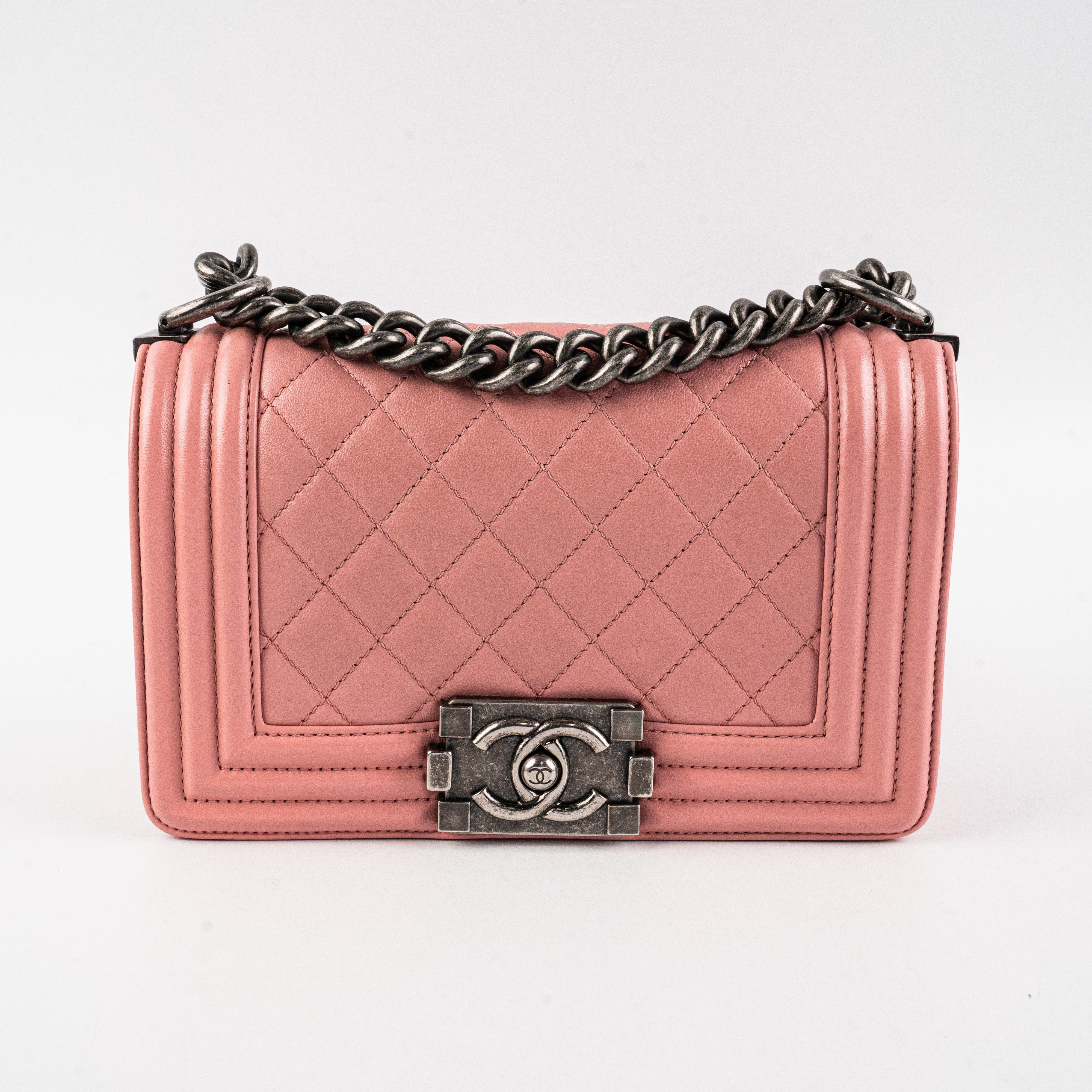 Chanel Small Lambskin Boy Bag in Pink - Luxury Crossbody Handbag for Women | Perfect for Date Night, Parties & Everyday Elegance