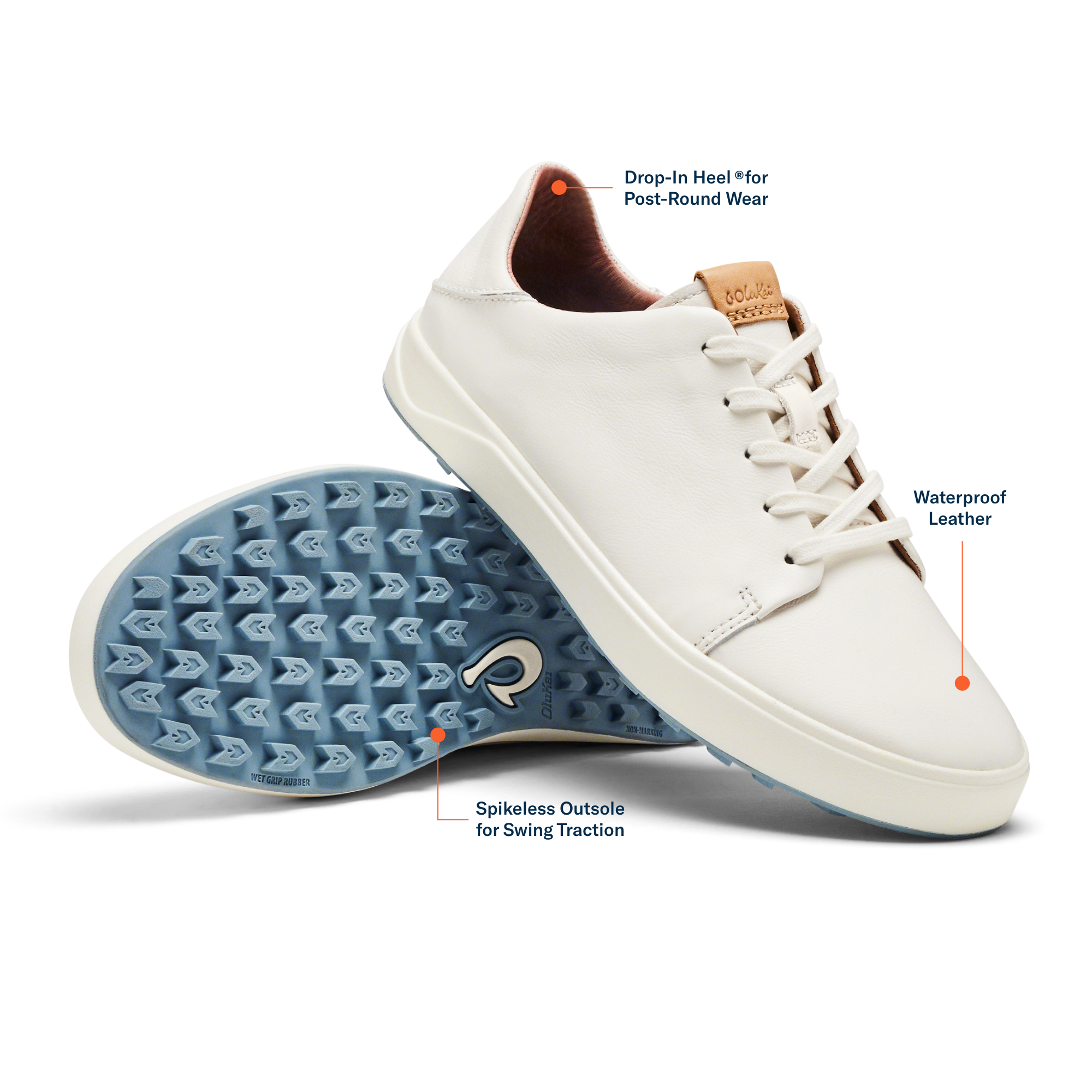 Wailea Women's White Leather Golf Shoes - Comfortable & Stylish for Golfing, Walking & Outdoor Activities