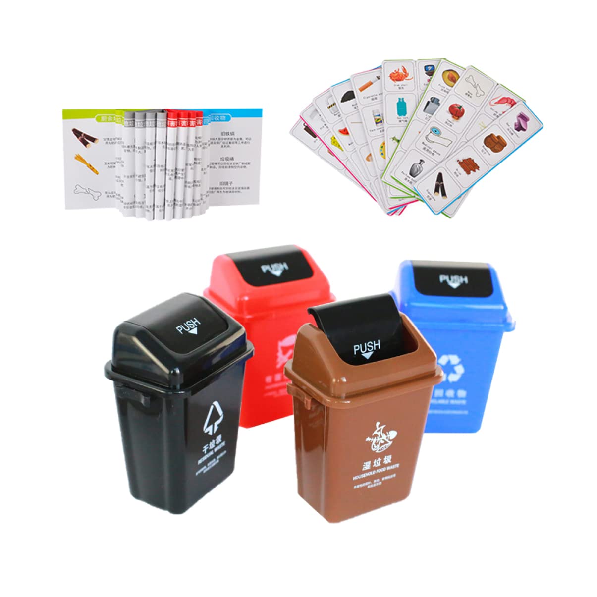 iplusmile Kids Garbage Sorting Educational Toy Set - Illustrated Flash Cards & Mini Trash Bin for Waste Management Learning | Perfect for Classroom, Homeschool & Eco-Friendly Parenting Activities
