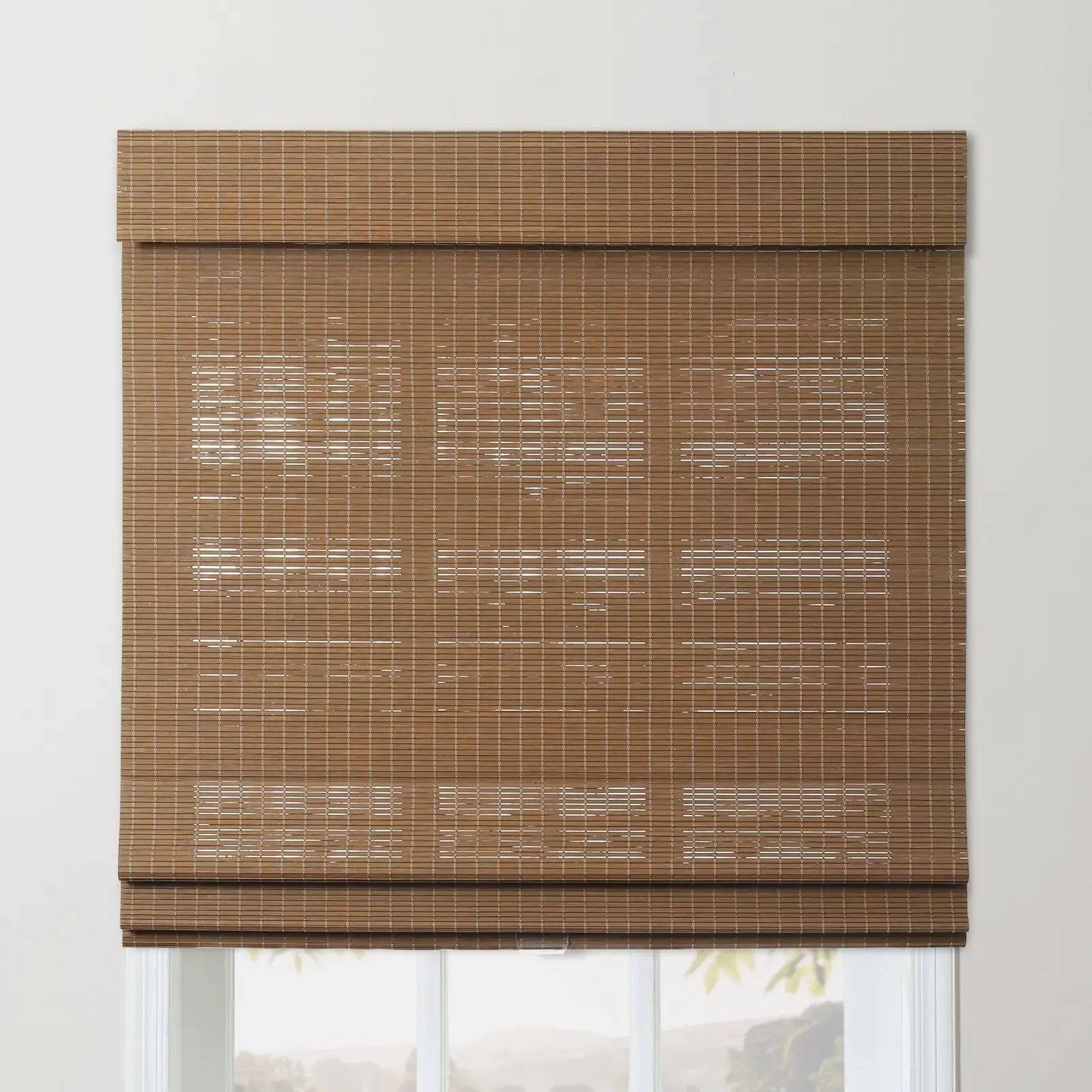 Sybil Bamboo Roman Shade Cord Lift - Natural Wood Window Blinds for Home & Office - Perfect for Living Room, Bedroom, and Kitchen Privacy