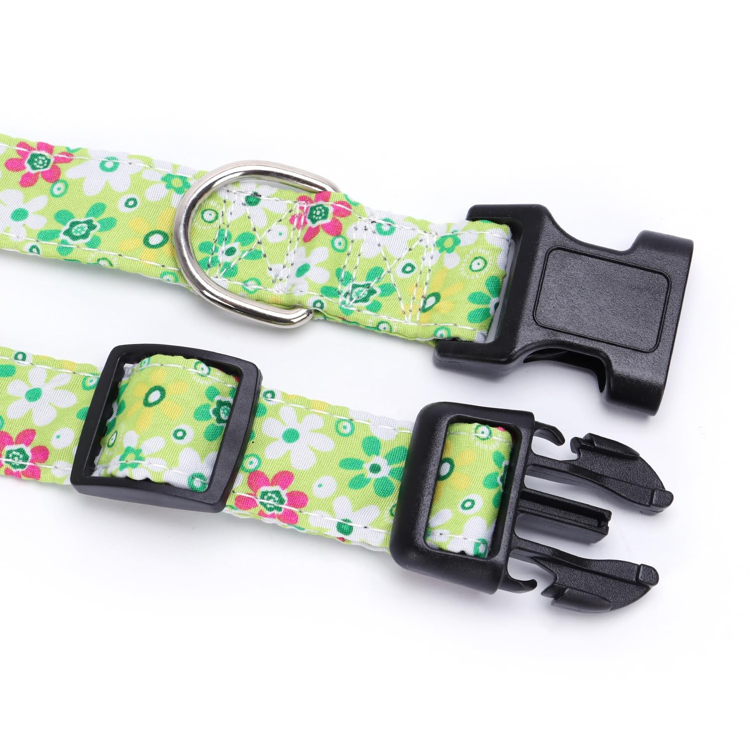 Moonpet Adjustable Soft Dog Collar - Bohemian Floral Design for Puppies & Small to Large Dogs - Unisex Cute Pet Accessory for Boys & Girls (Green Floral) - Perfect for Daily Walks, Training & Fashion Pet Outfits