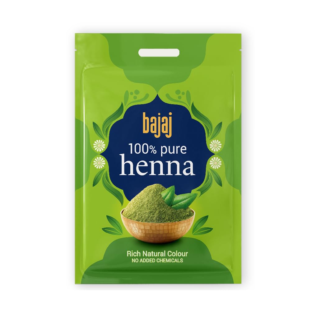 Bajaj 100% Pure Natural Henna Powder for Hair & Skin - 500g (17.6 oz) | Safe Chemical-Free Hair Dye, Tattoo & Mehndi | Perfect for DIY Beauty, Bridal & Festival Use