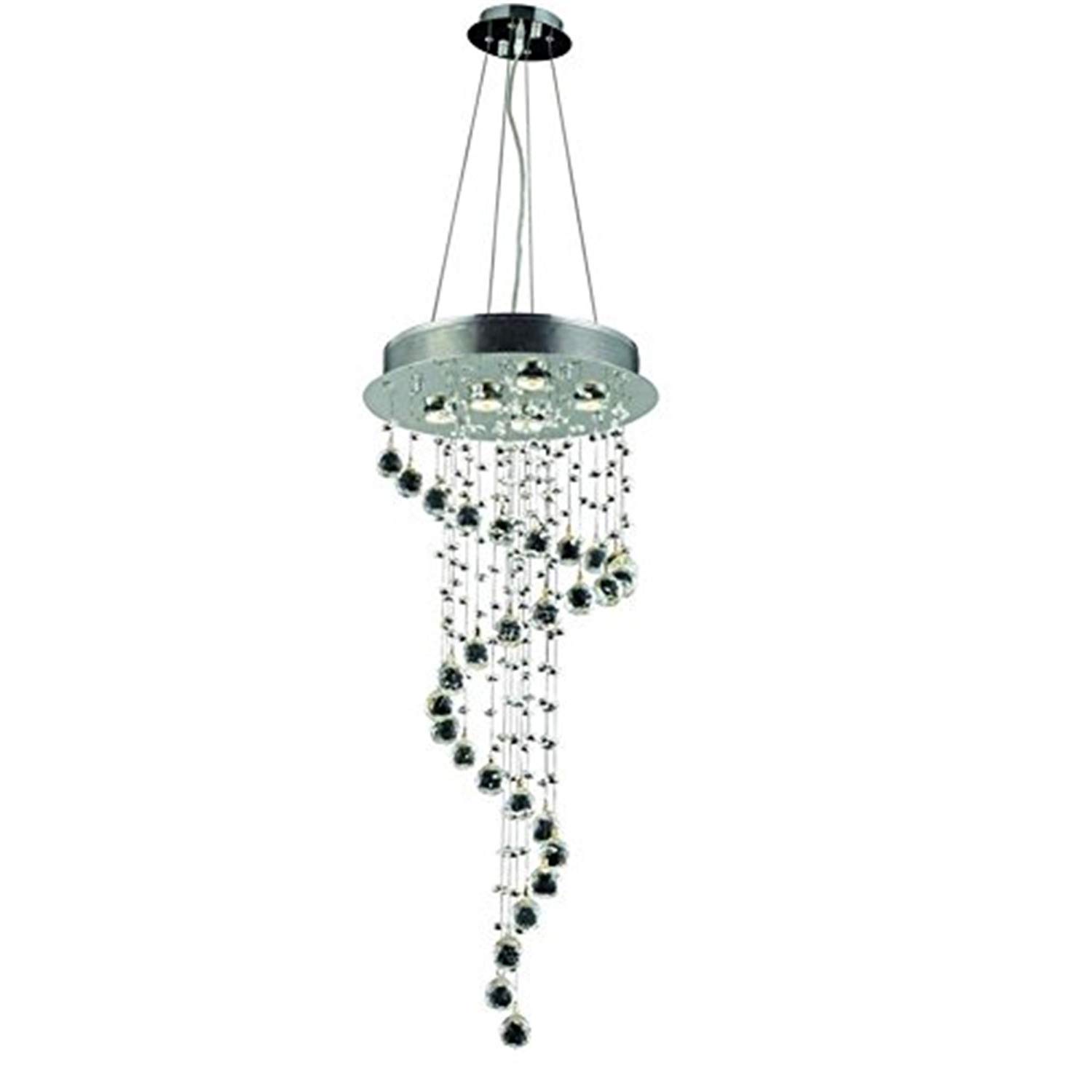 36 in. 5-Light Chrome Chandelier with Royal Cut Crystal Design - Perfect for Dining Room, Living Room, and Bedroom Lighting