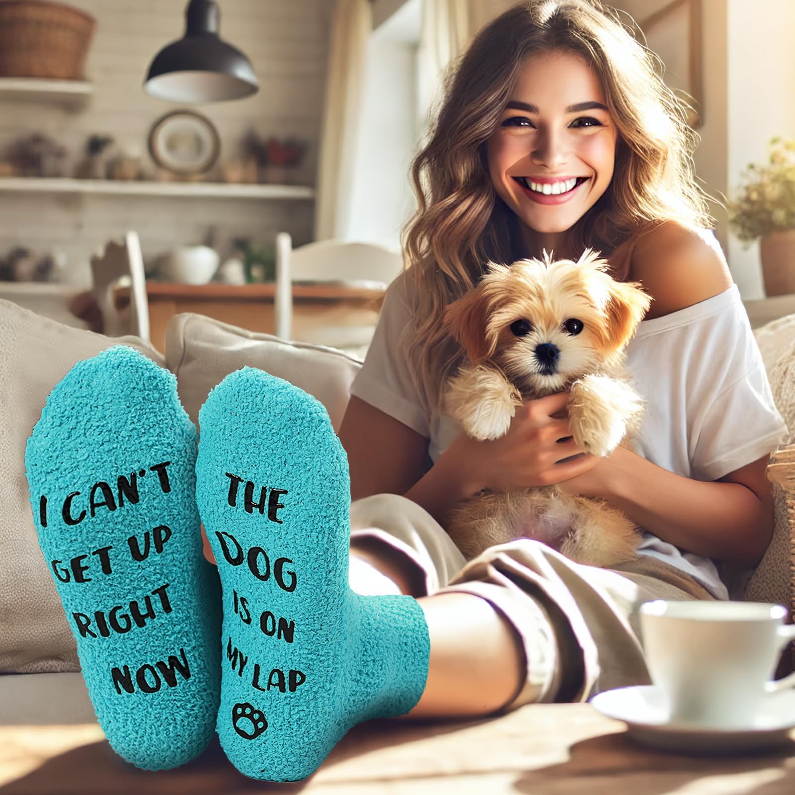 Funny Dog Mom Gifts for Women - Cozy Fuzzy Dog Socks with Cute Paw Prints - Perfect Christmas Stocking Stuffers & Birthday Presents for Dog Lovers - Great for Relaxing at Home or Dog Walking Adventures