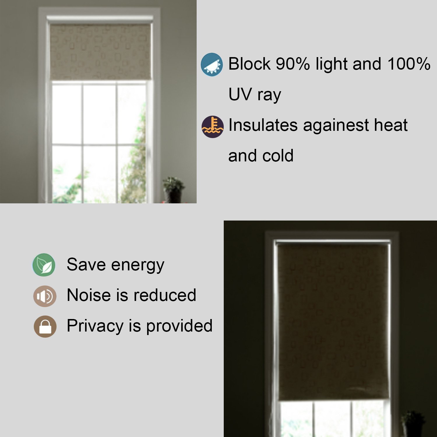 Premium Blackout Window Shades - Cordless UV Protection Roller Blinds 61
