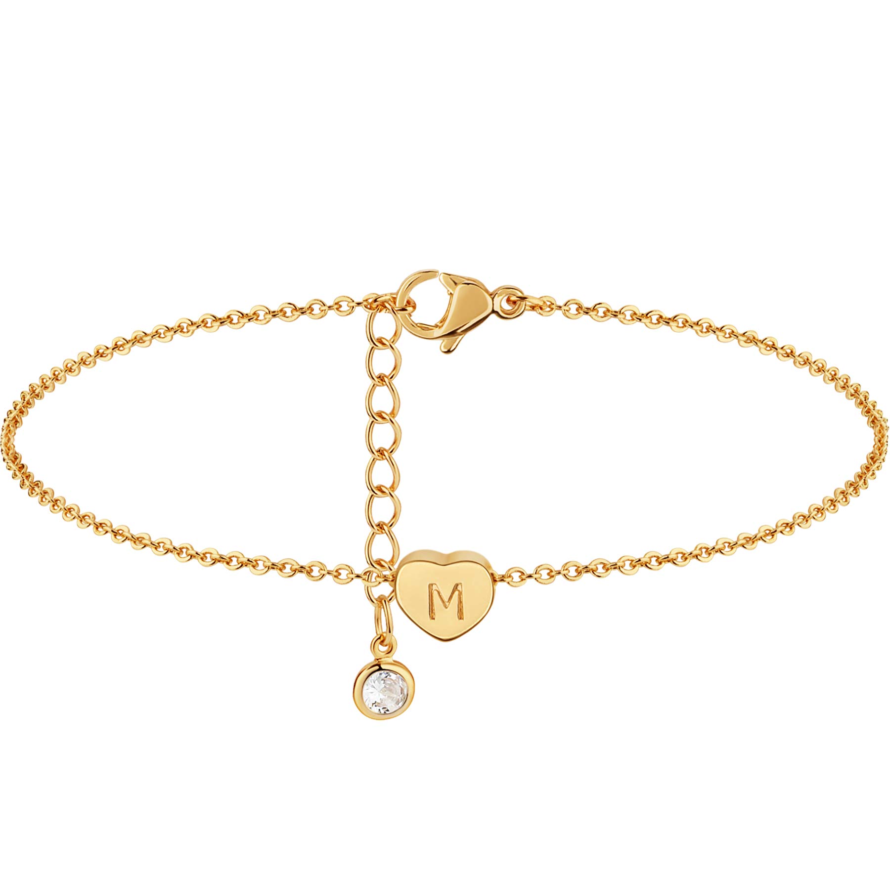 Personalized Heart Initial Adjustable Anklet - 14k Gold Plated Dainty Letter Chain Ankle Bracelet for Women | Perfect for Summer, Beach, Gifts & Everyday Wear