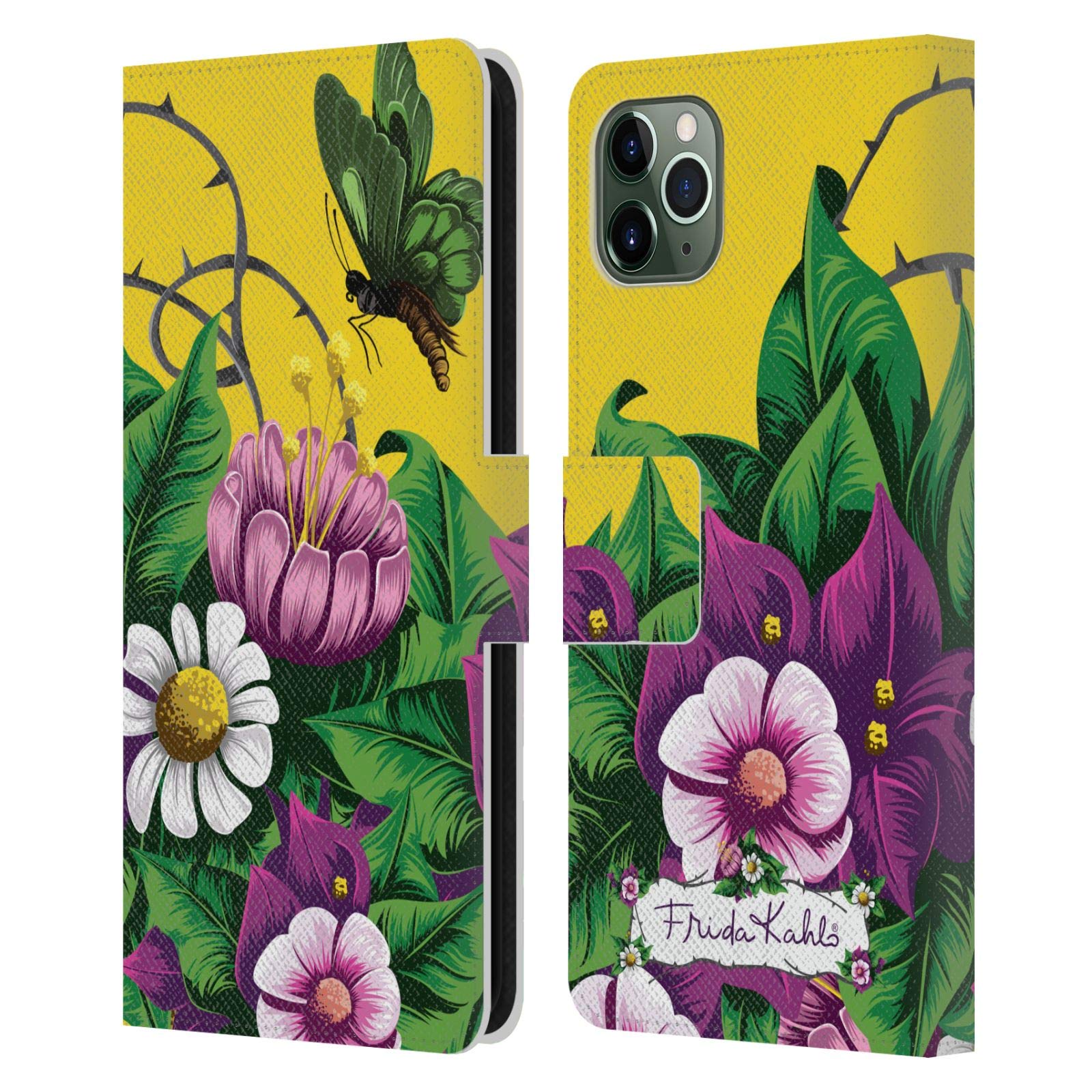 Head Case Designs Frida Kahlo iPhone 11 Pro Max Case - Officially Licensed Butterfly Purple Florals Leather Book Wallet Cover - Perfect for Travel, Work & Daily Protection